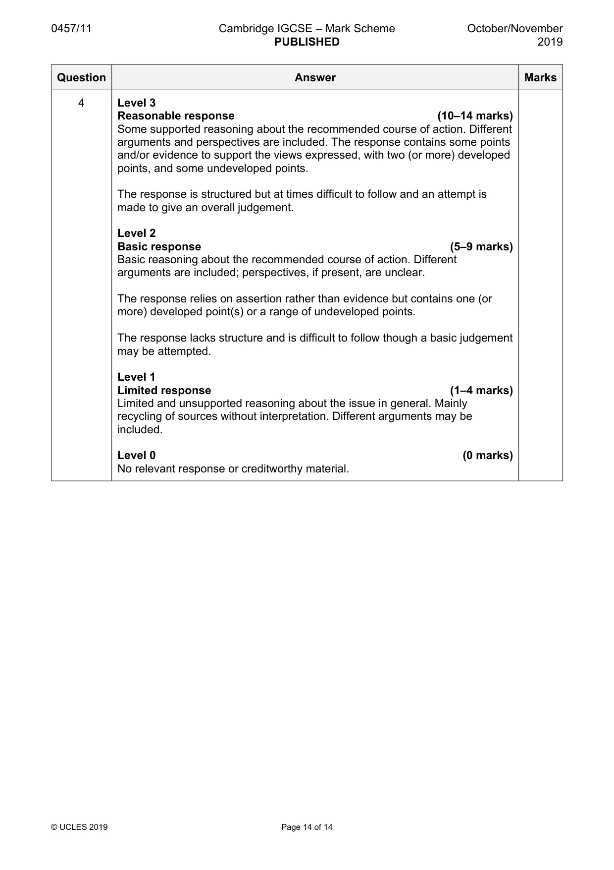 Mark scheme, page 14 of 14