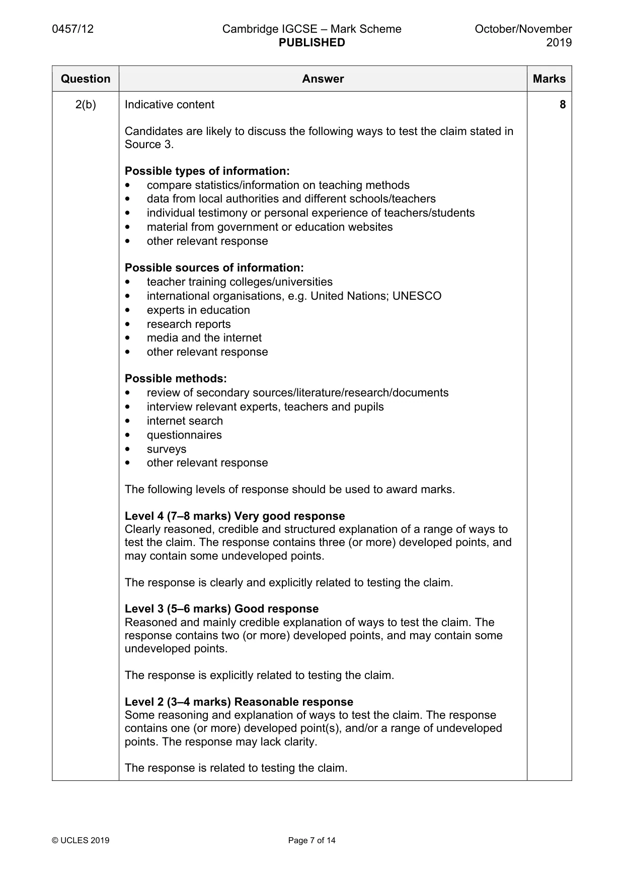 Mark scheme, page 7 of 14