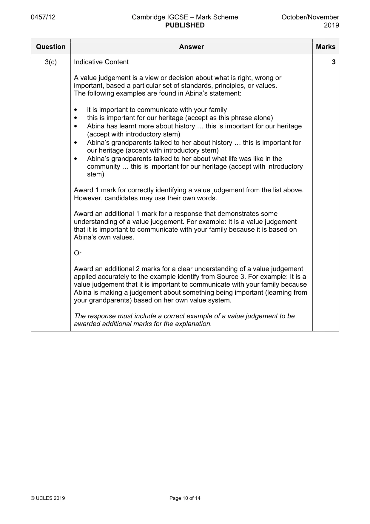 Mark scheme, page 10 of 14