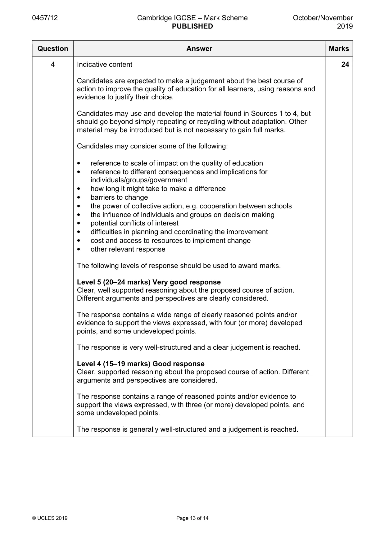 Mark scheme, page 13 of 14