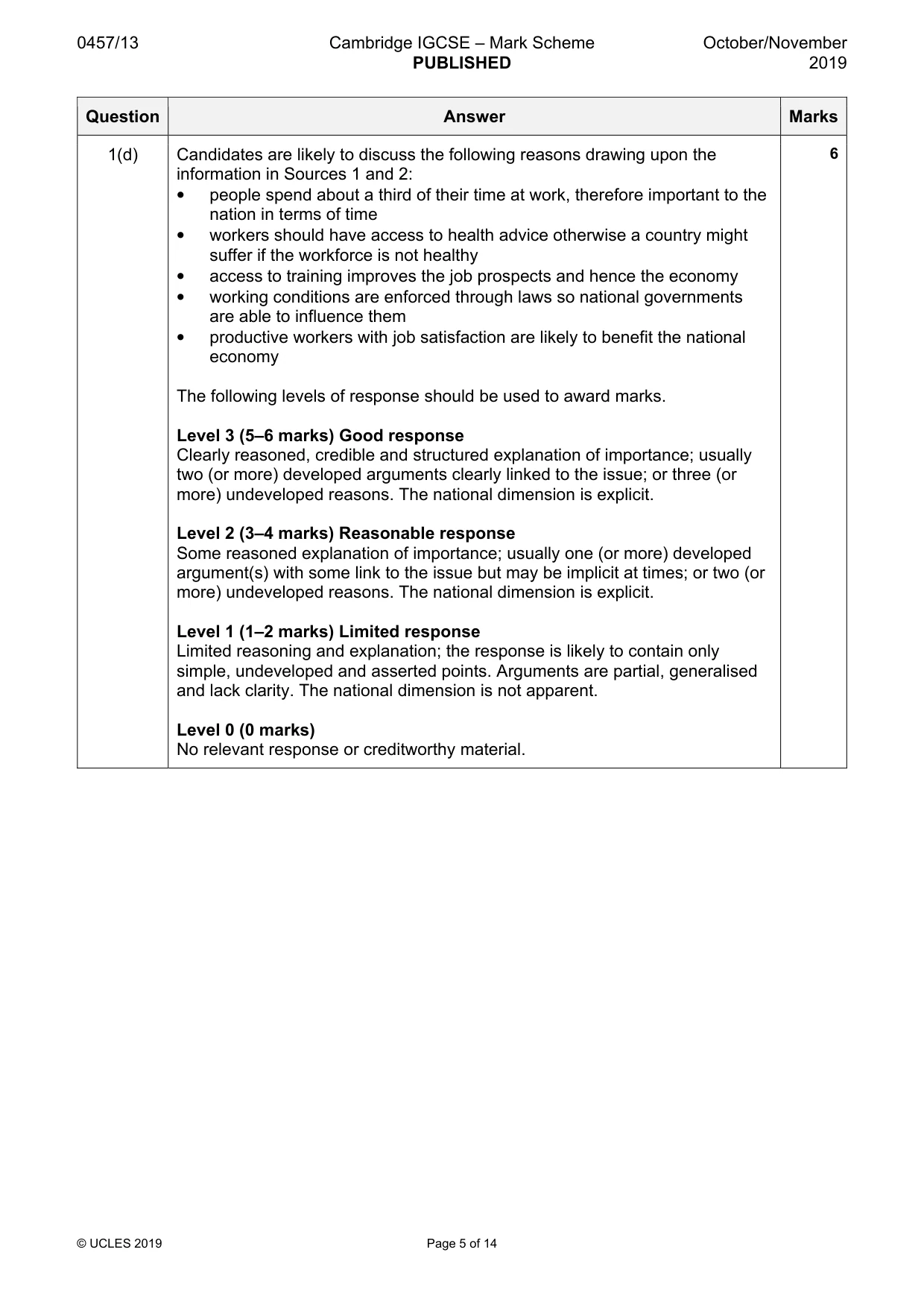 Mark scheme, page 5 of 14