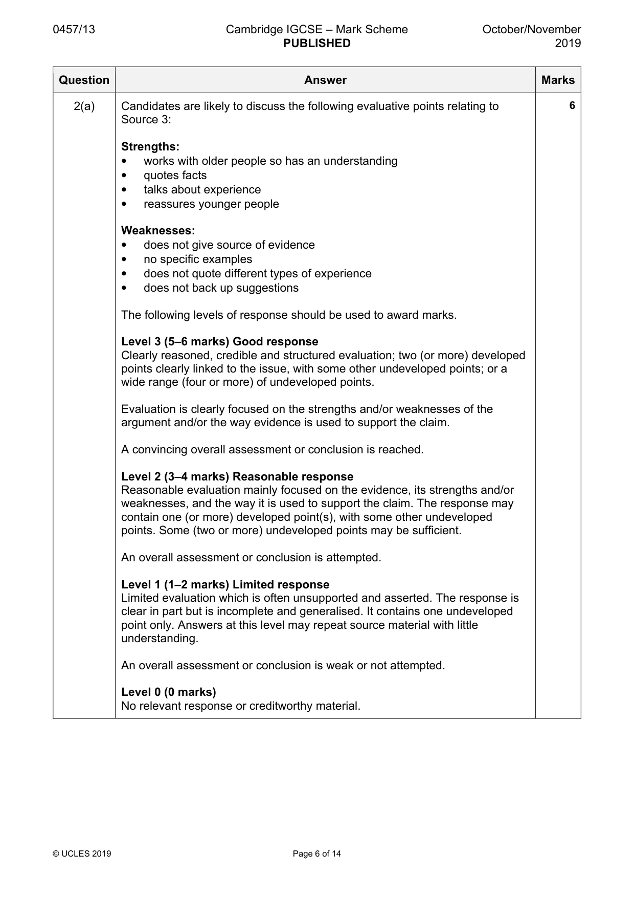 Mark scheme, page 6 of 14