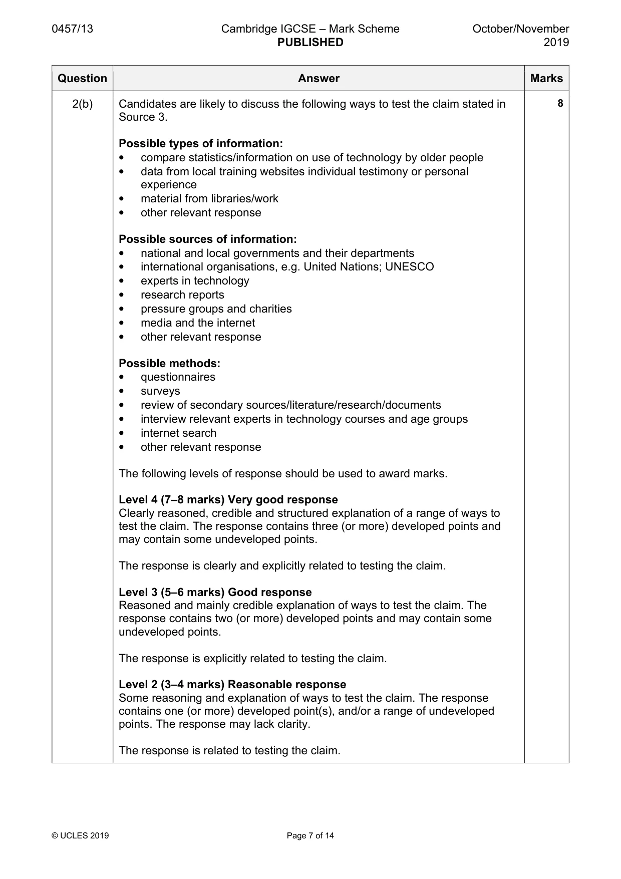 Mark scheme, page 7 of 14