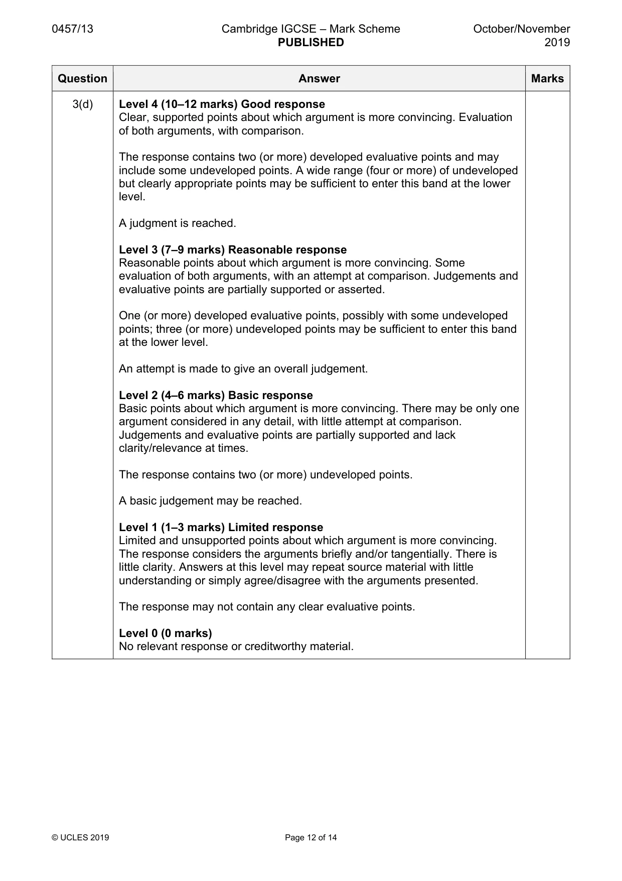 Mark scheme, page 12 of 14