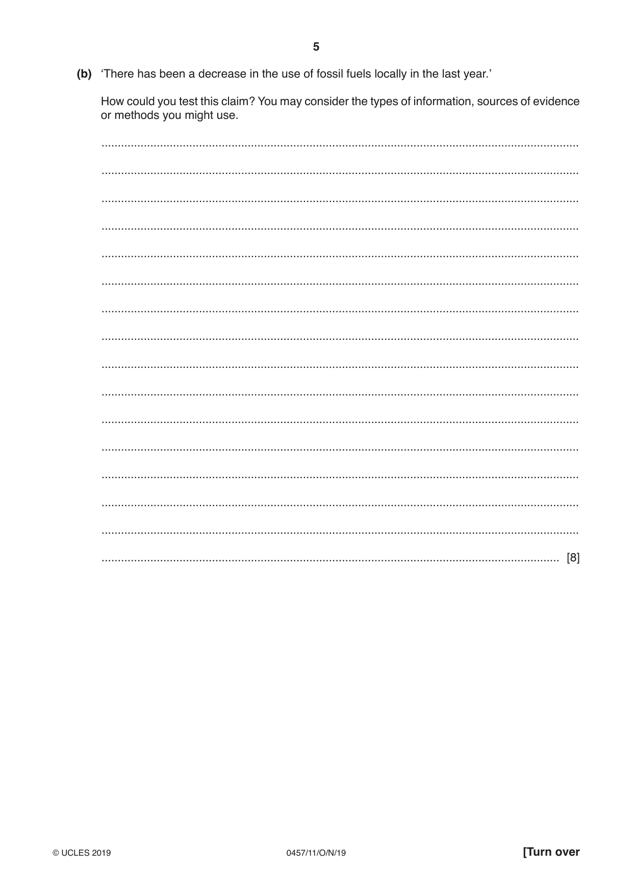 Cambridge IGCSE Global Perspectives 0457 2019 Oct/Nov Paper 1 · Variant 1 question paper, page 5 of 12