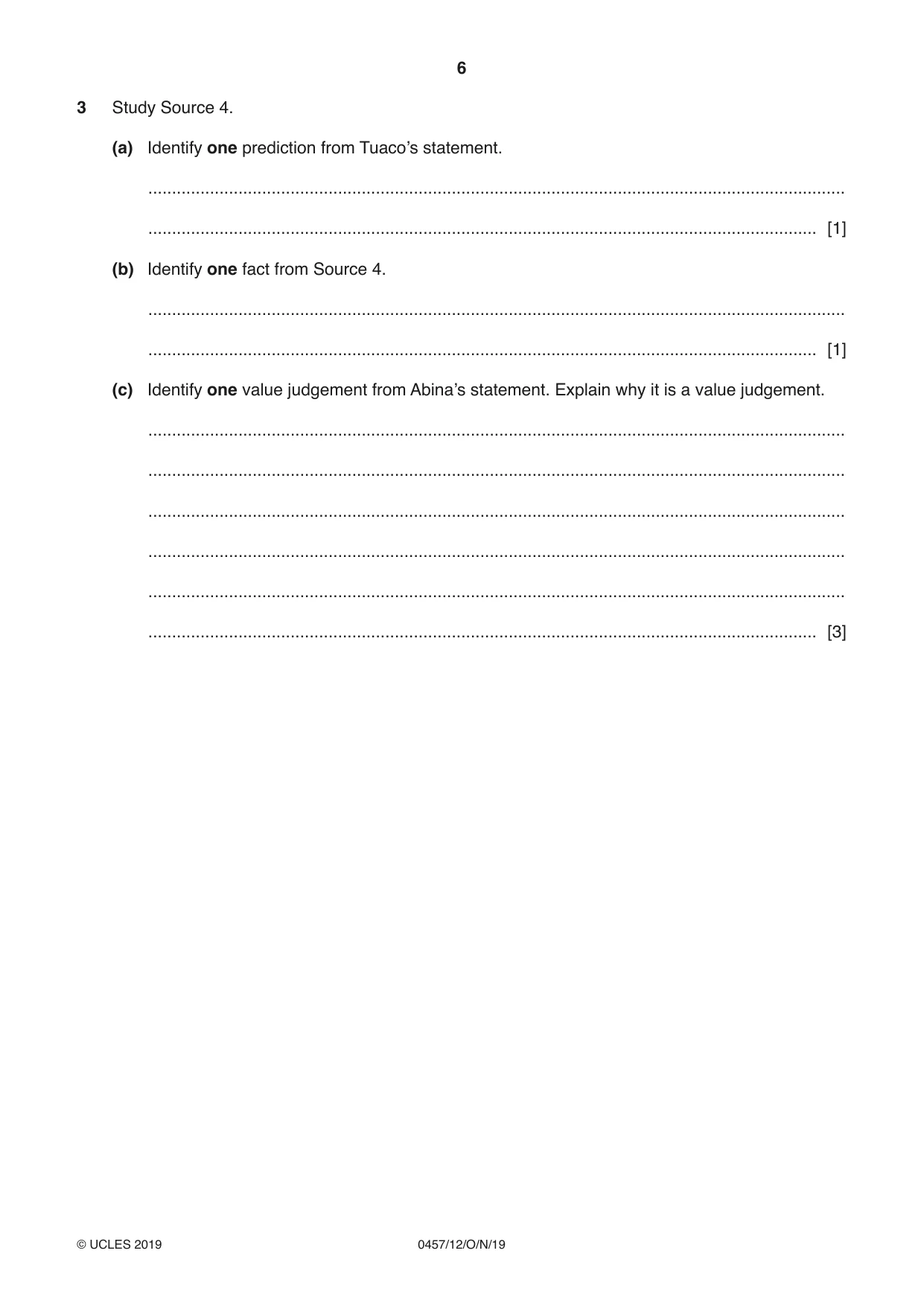 Cambridge IGCSE Global Perspectives 0457 2019 Oct/Nov Paper 1 · Variant 2 question paper, page 6 of 12