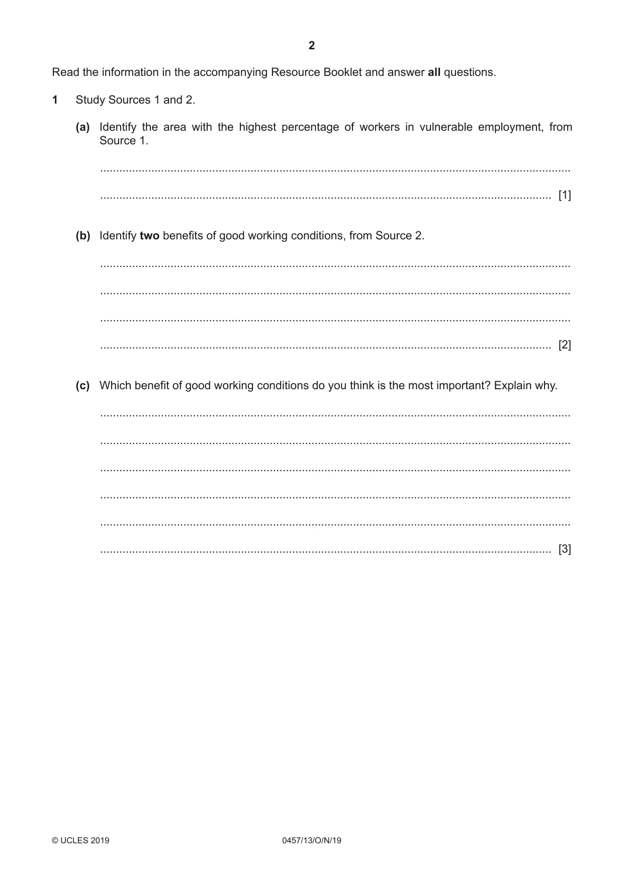 Cambridge IGCSE Global Perspectives 0457 2019 Oct/Nov Paper 1 · Variant 3 question paper, page 2 of 12