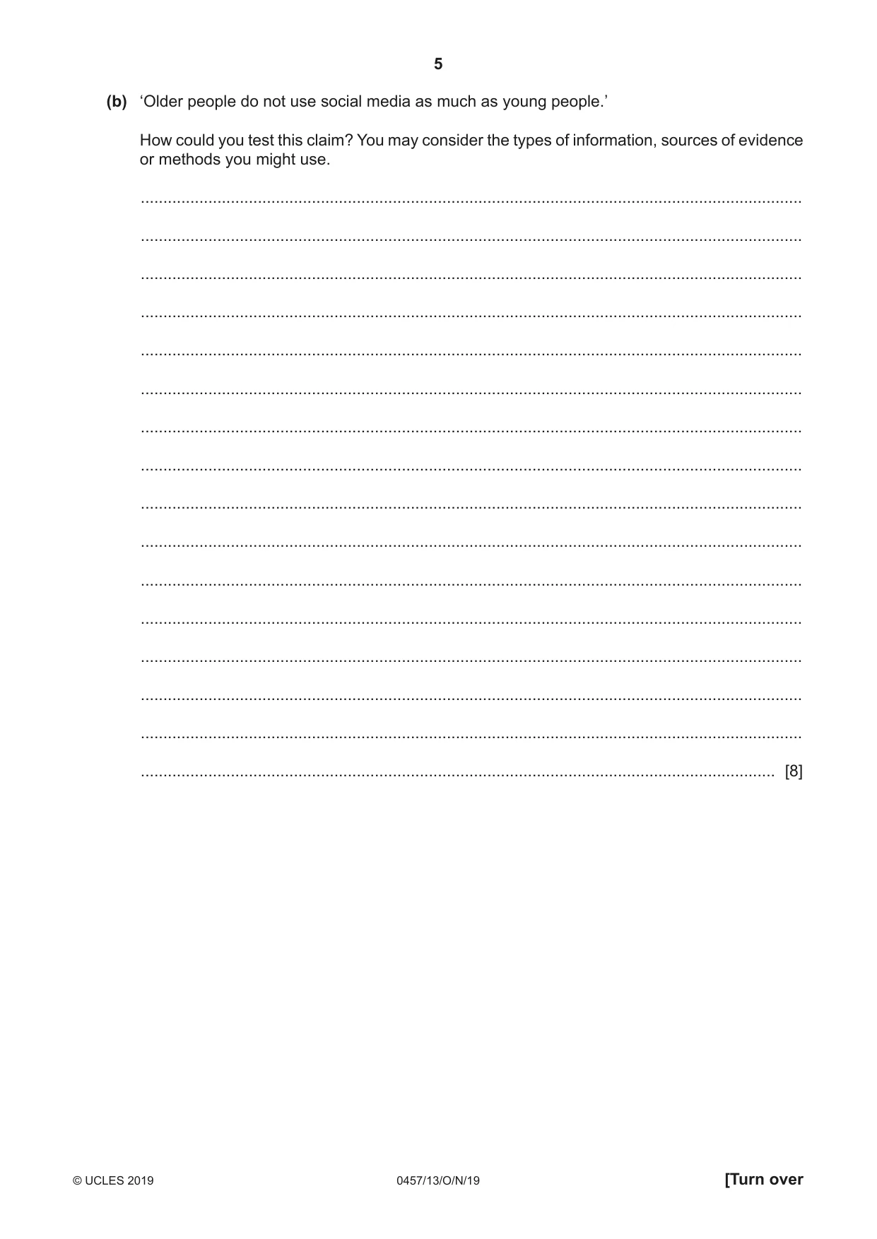 Cambridge IGCSE Global Perspectives 0457 2019 Oct/Nov Paper 1 · Variant 3 question paper, page 5 of 12