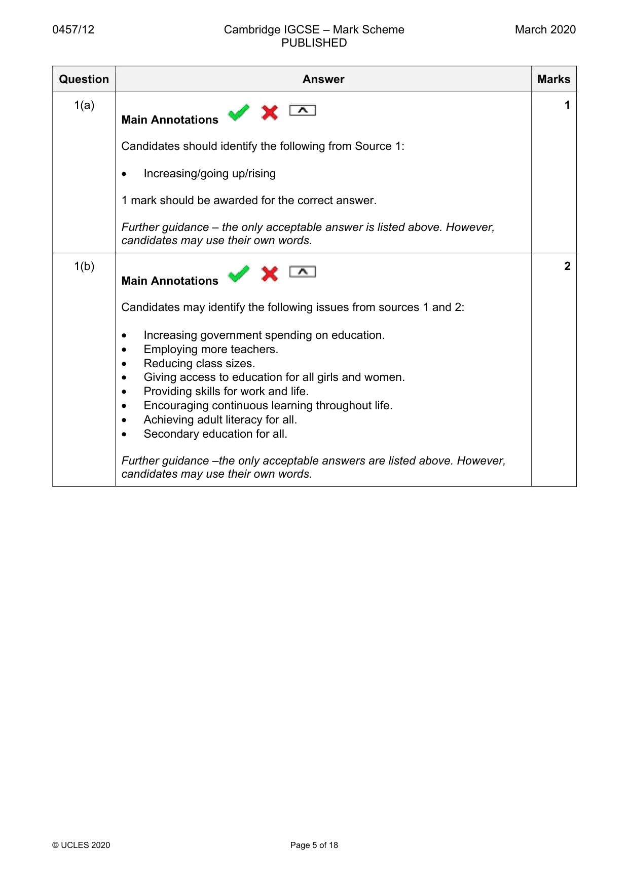 Mark scheme, page 5 of 18