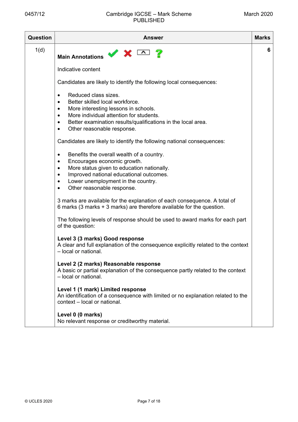 Mark scheme, page 7 of 18