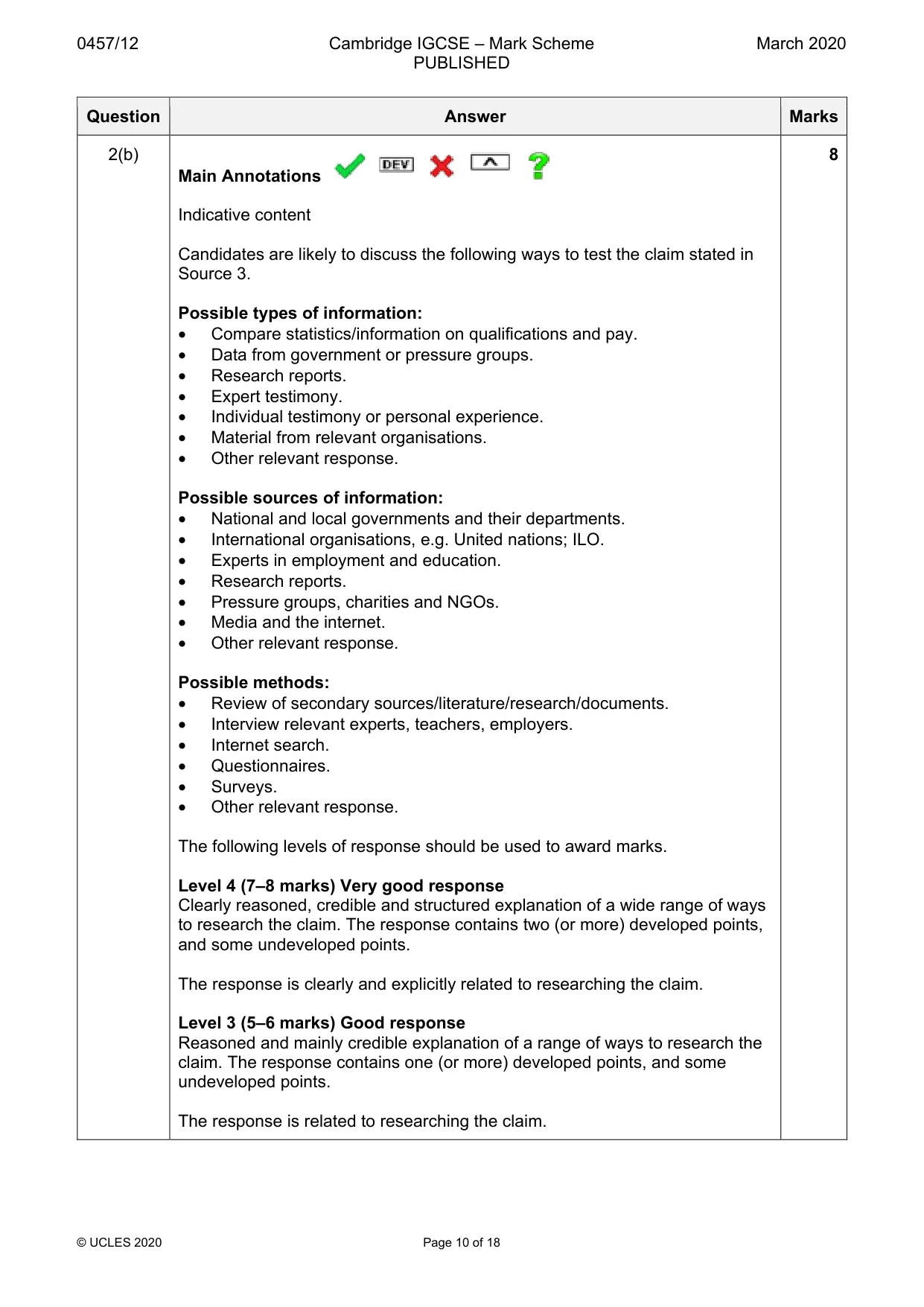 Mark scheme, page 10 of 18