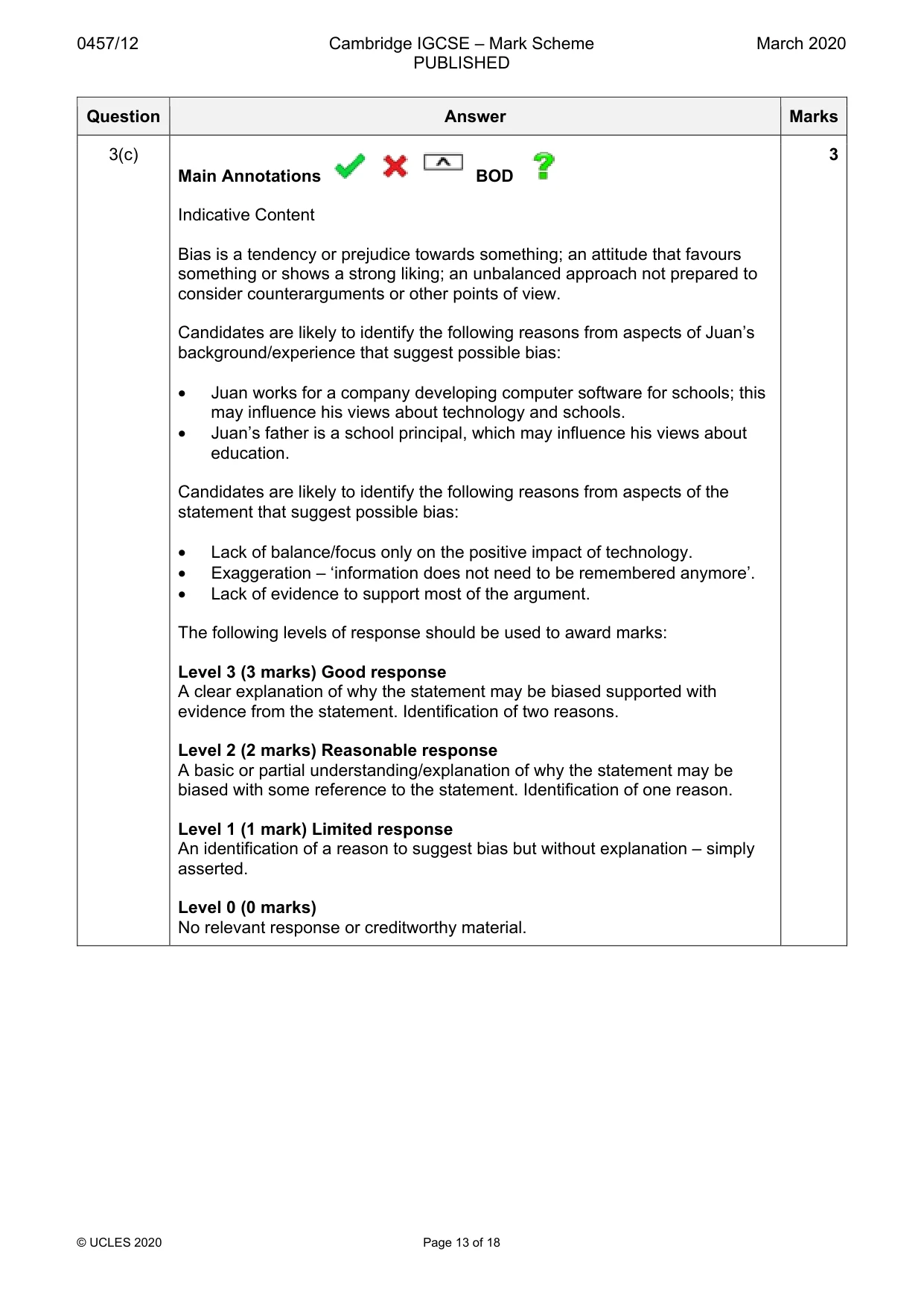 Mark scheme, page 13 of 18