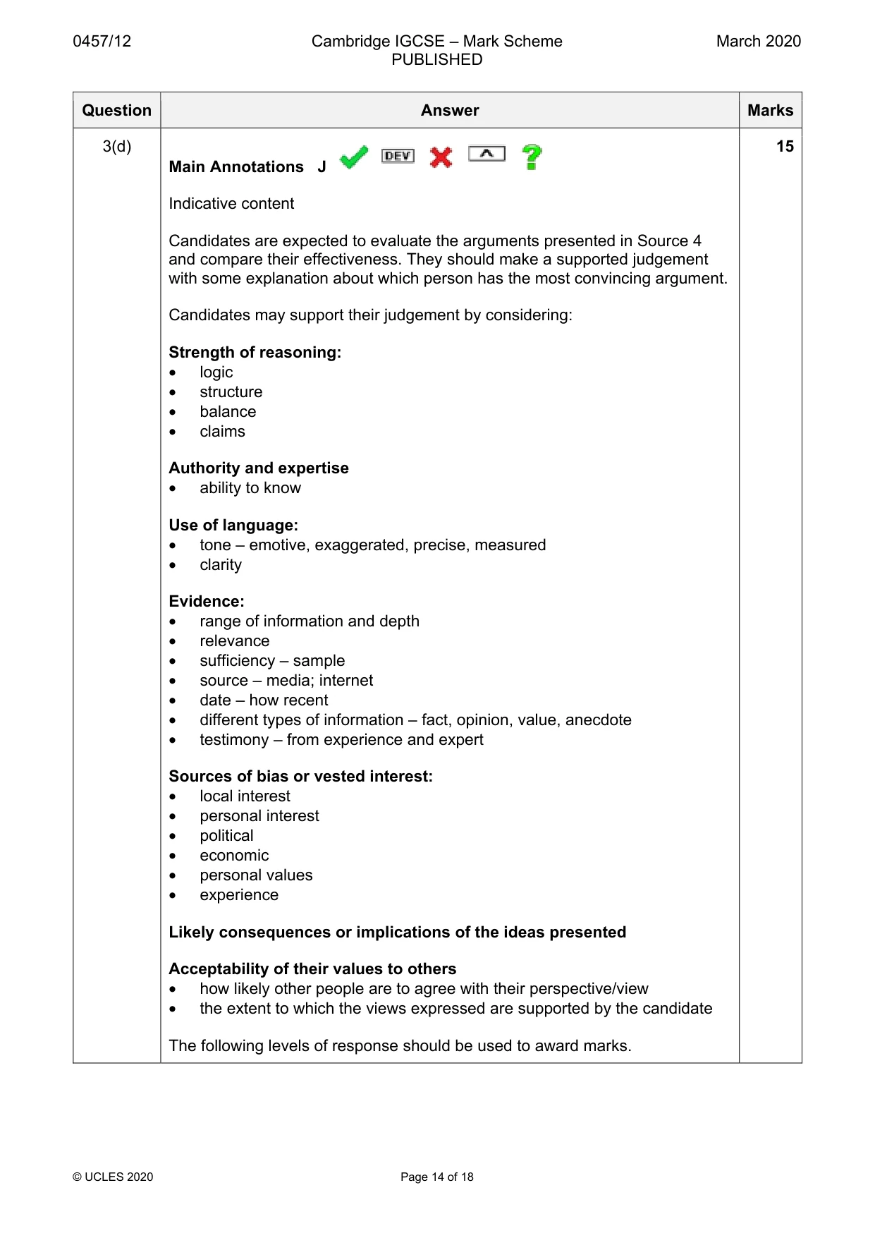 Mark scheme, page 14 of 18