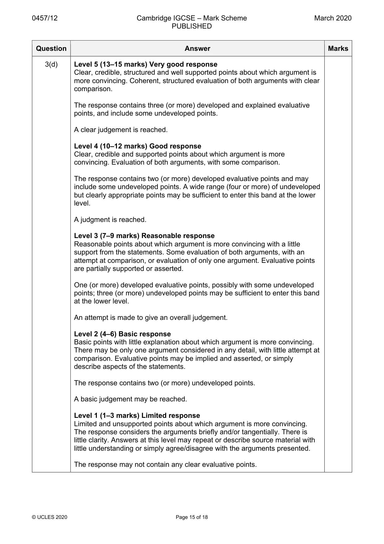 Mark scheme, page 15 of 18