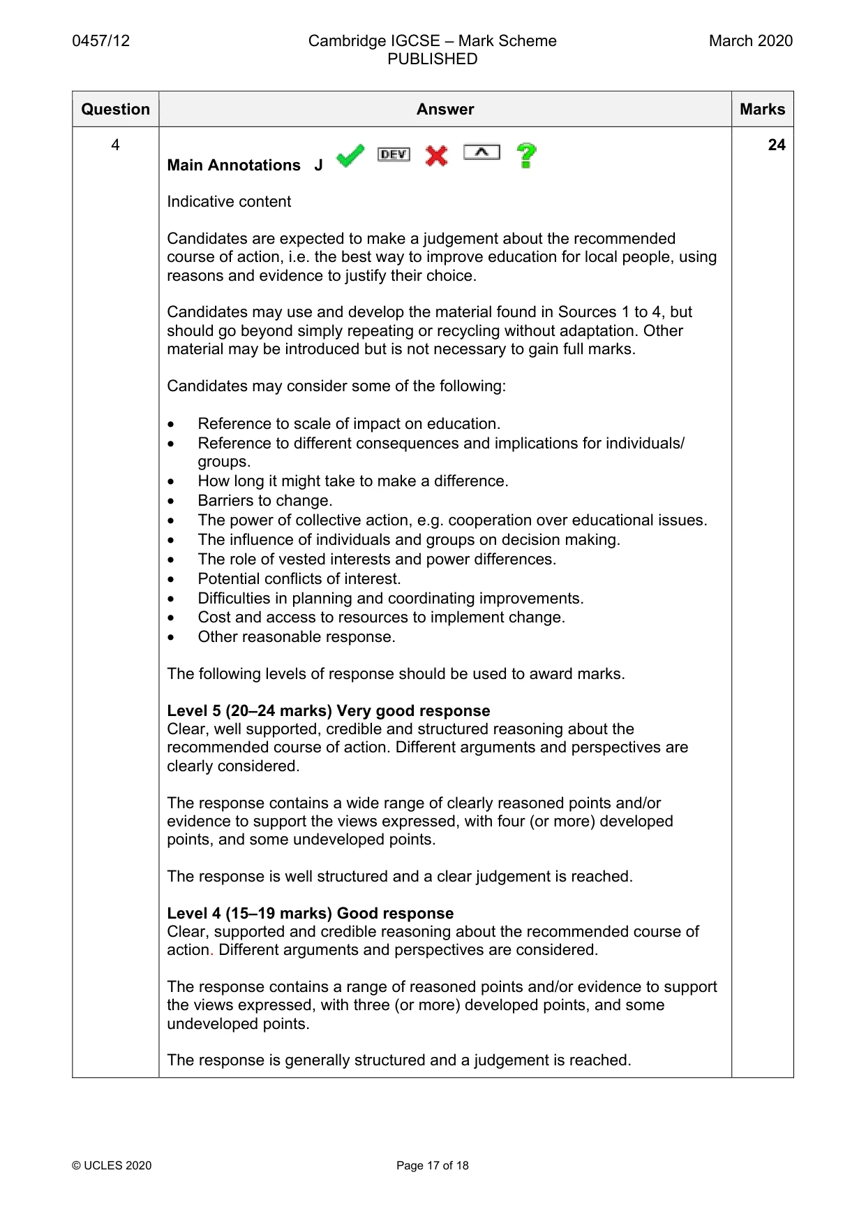 Mark scheme, page 17 of 18