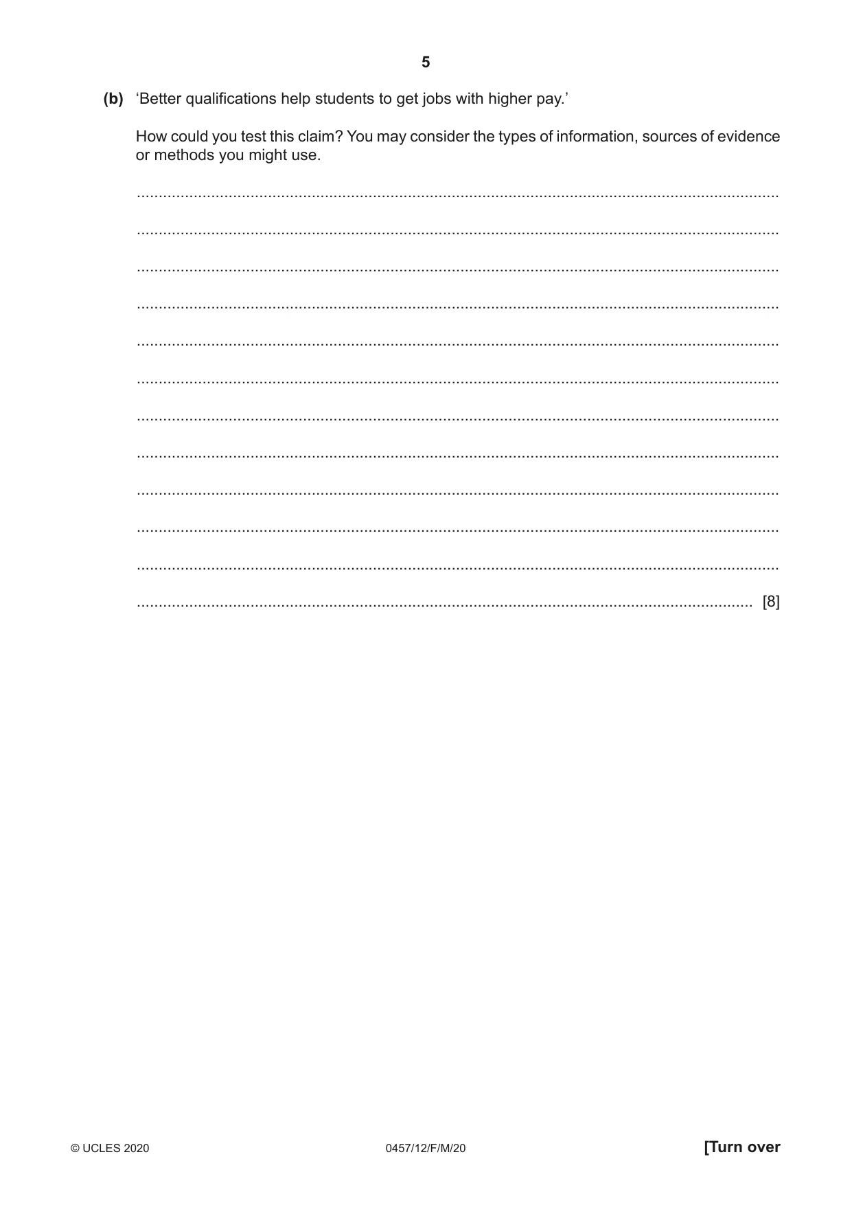 Cambridge IGCSE Global Perspectives 0457 2020 Feb/March Paper 1 · Variant 2 question paper, page 5 of 12
