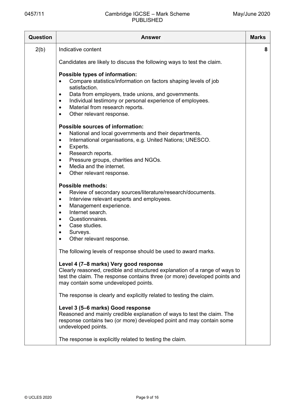 Mark scheme, page 9 of 16