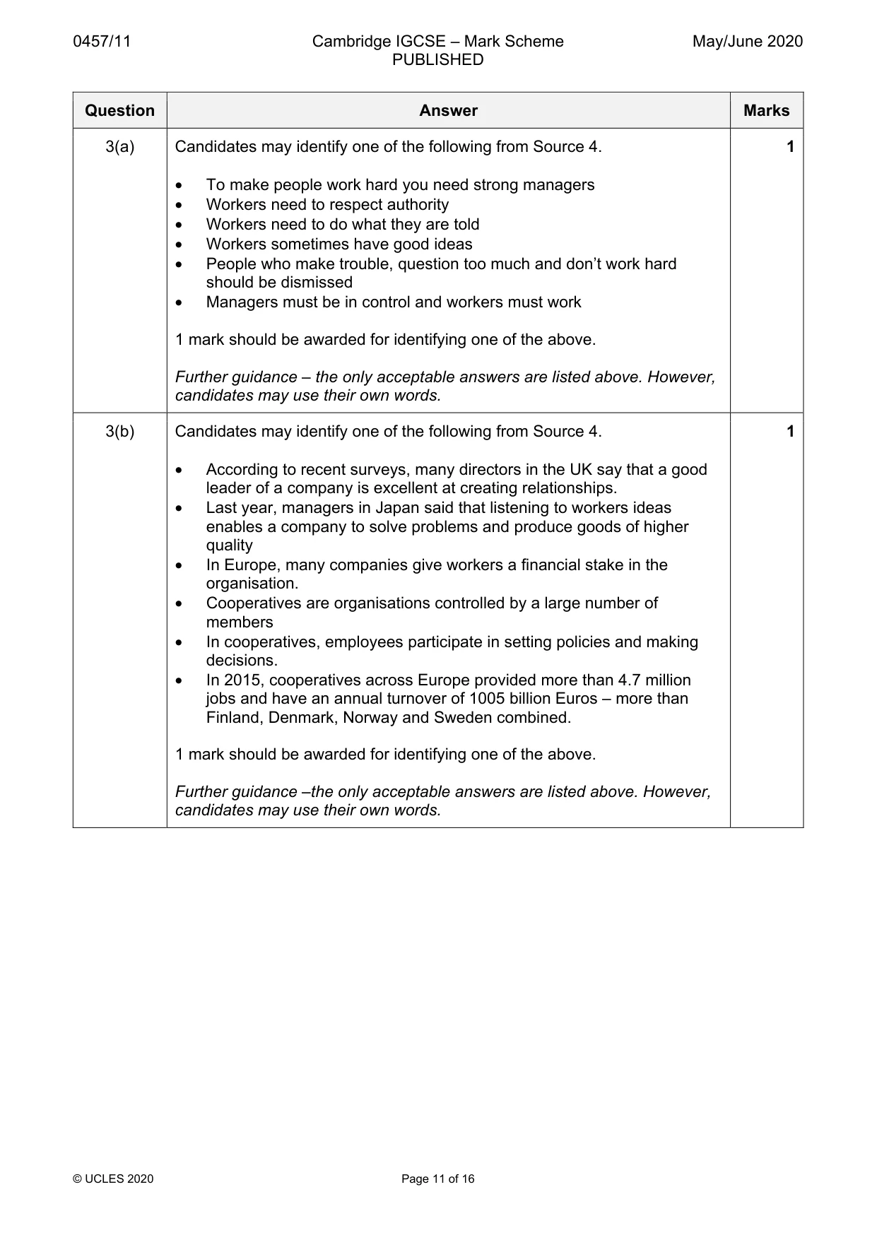 Mark scheme, page 11 of 16