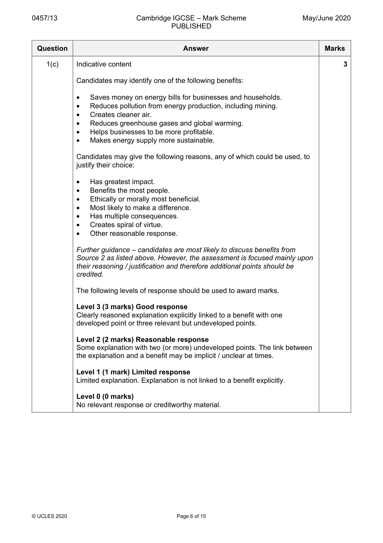 Mark scheme, page 6 of 15