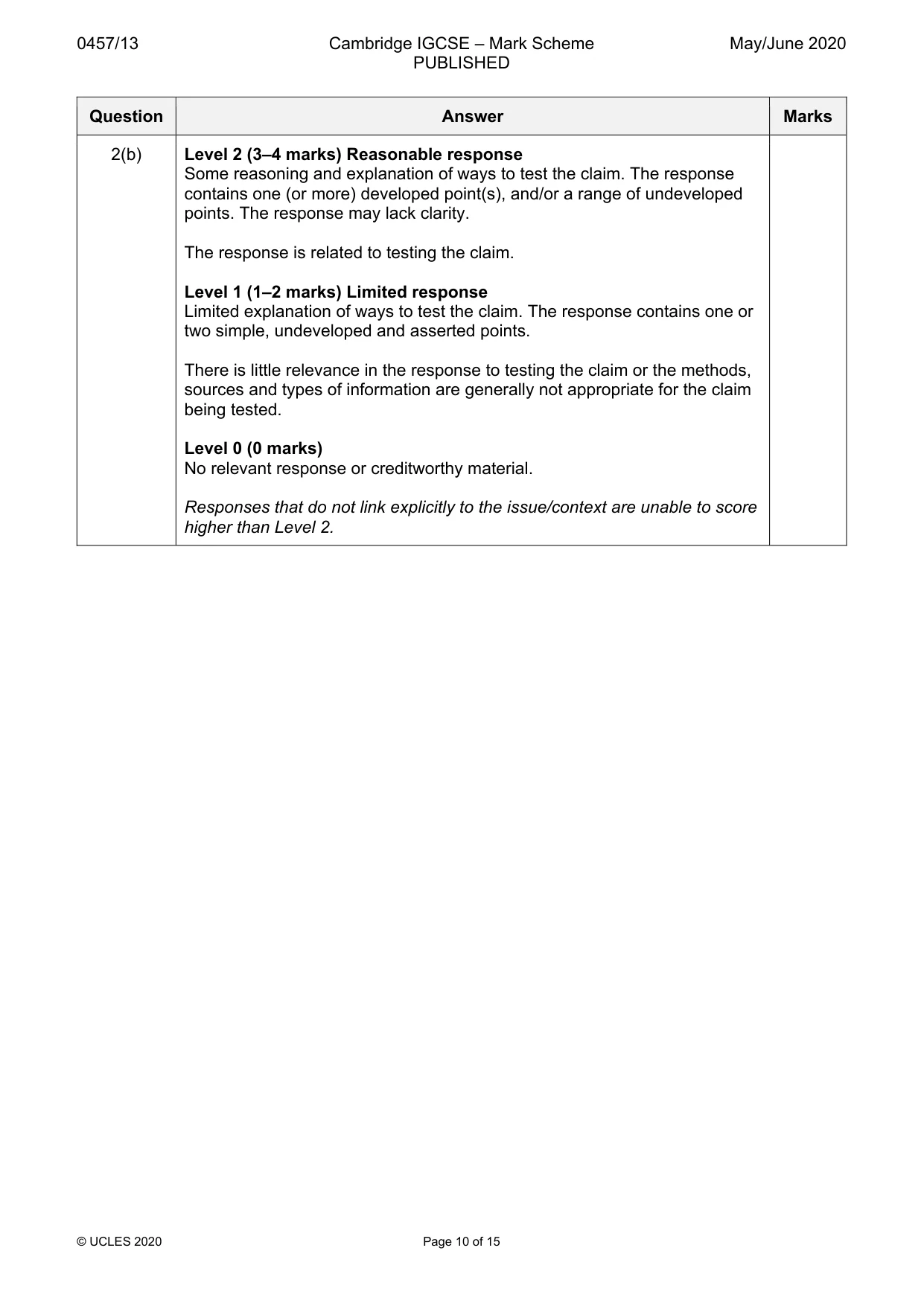 Mark scheme, page 10 of 15
