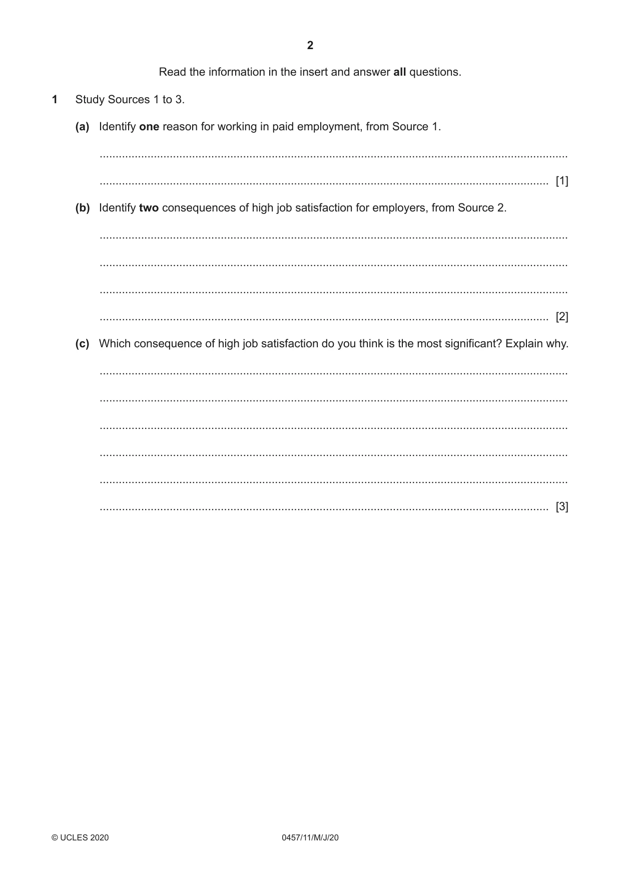 Cambridge IGCSE Global Perspectives 0457 2020 May/June Paper 1 · Variant 1 question paper, page 2 of 12