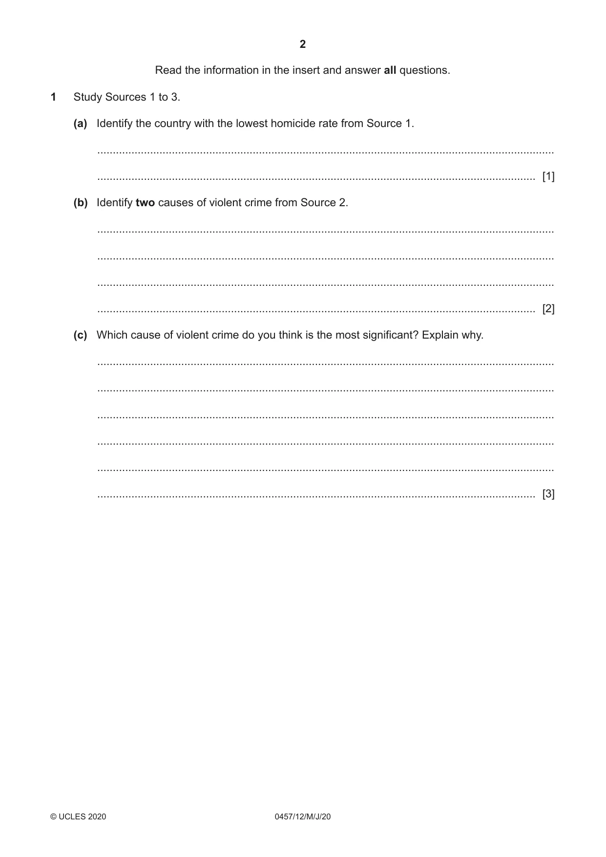 Cambridge IGCSE Global Perspectives 0457 2020 May/June Paper 1 · Variant 2 question paper, page 2 of 12