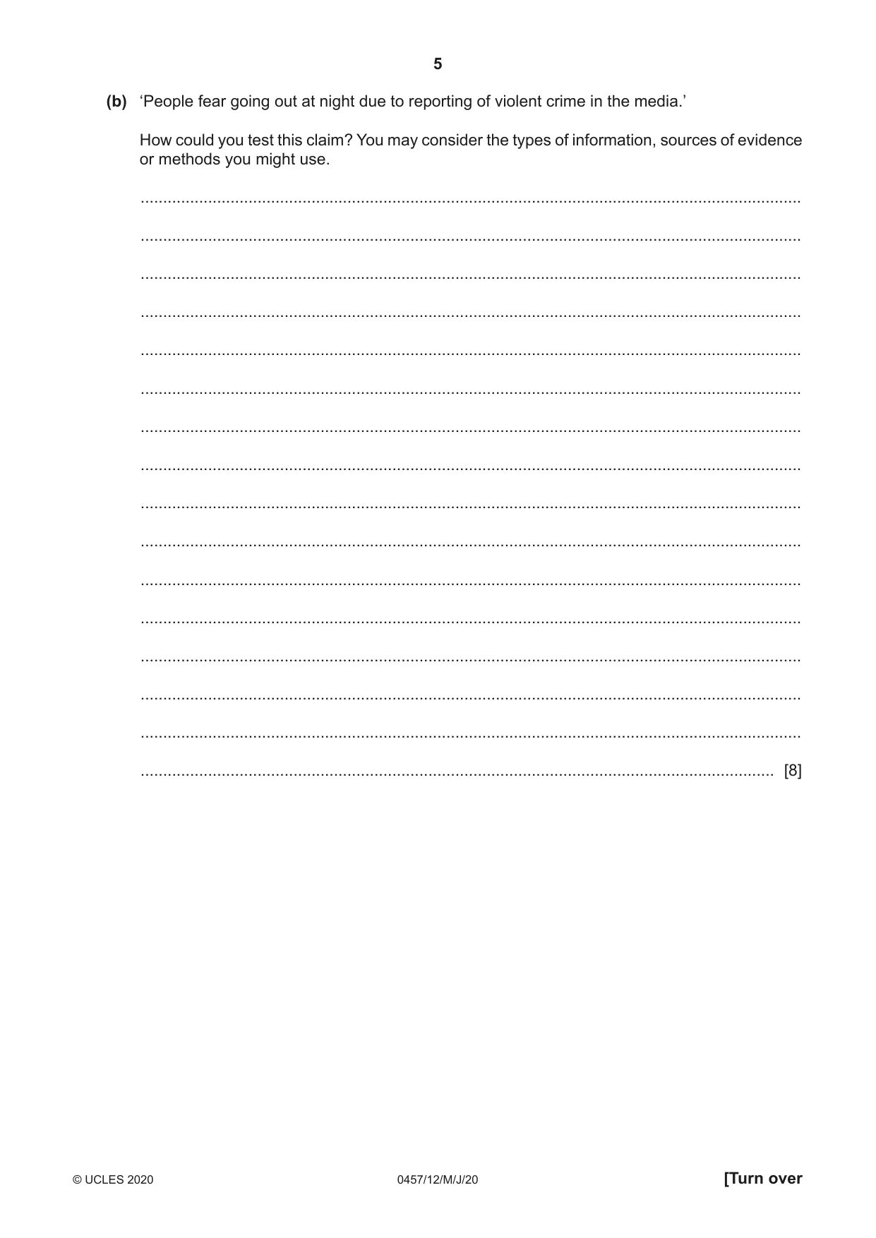 Cambridge IGCSE Global Perspectives 0457 2020 May/June Paper 1 · Variant 2 question paper, page 5 of 12