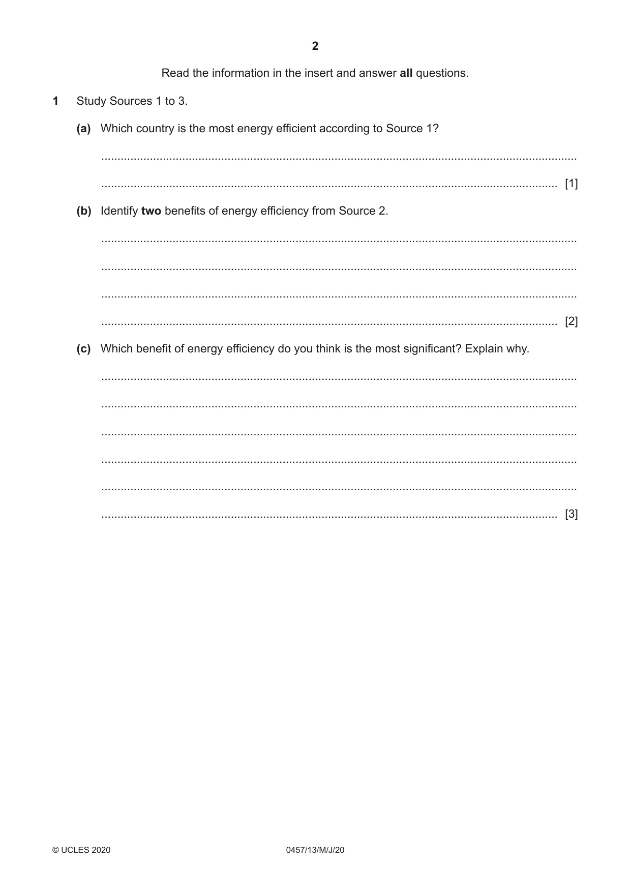 Cambridge IGCSE Global Perspectives 0457 2020 May/June Paper 1 · Variant 3 question paper, page 2 of 12
