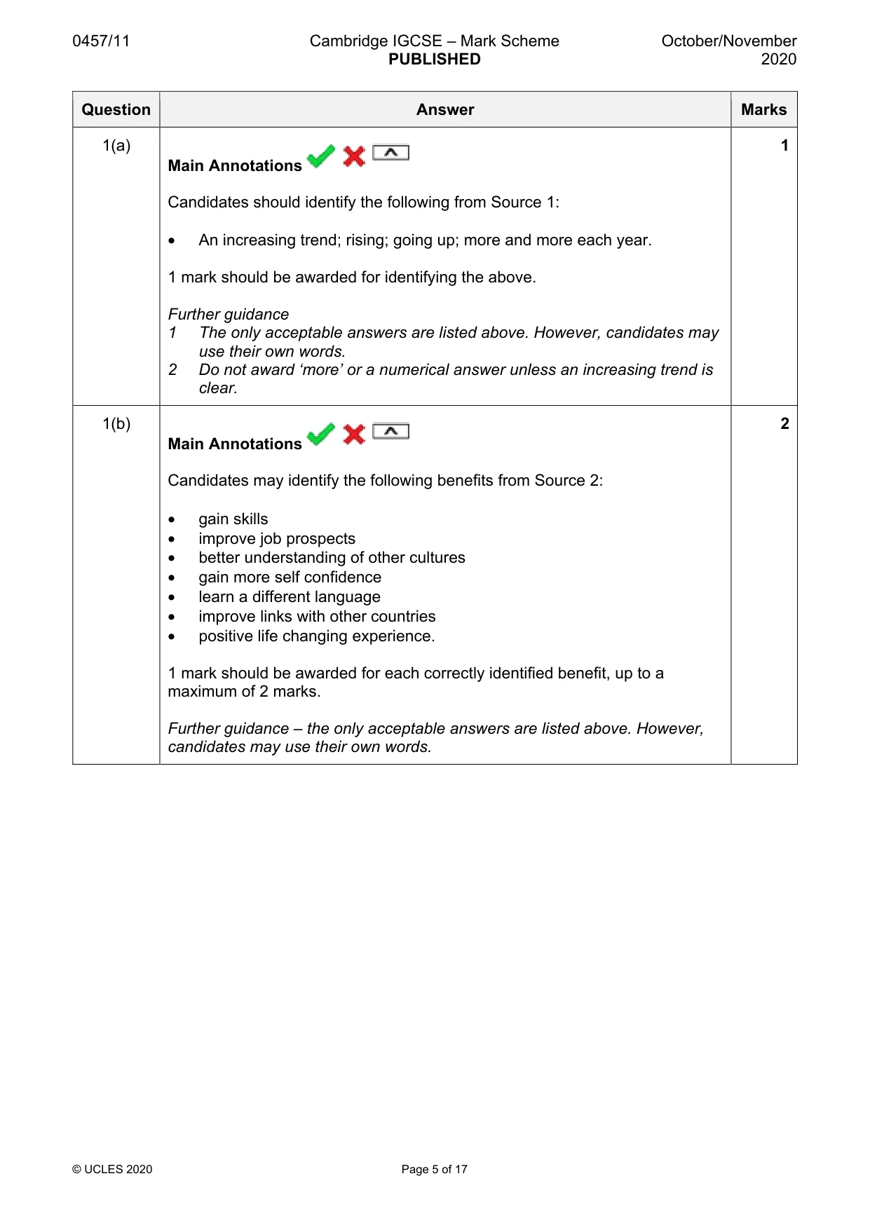 Mark scheme, page 5 of 17