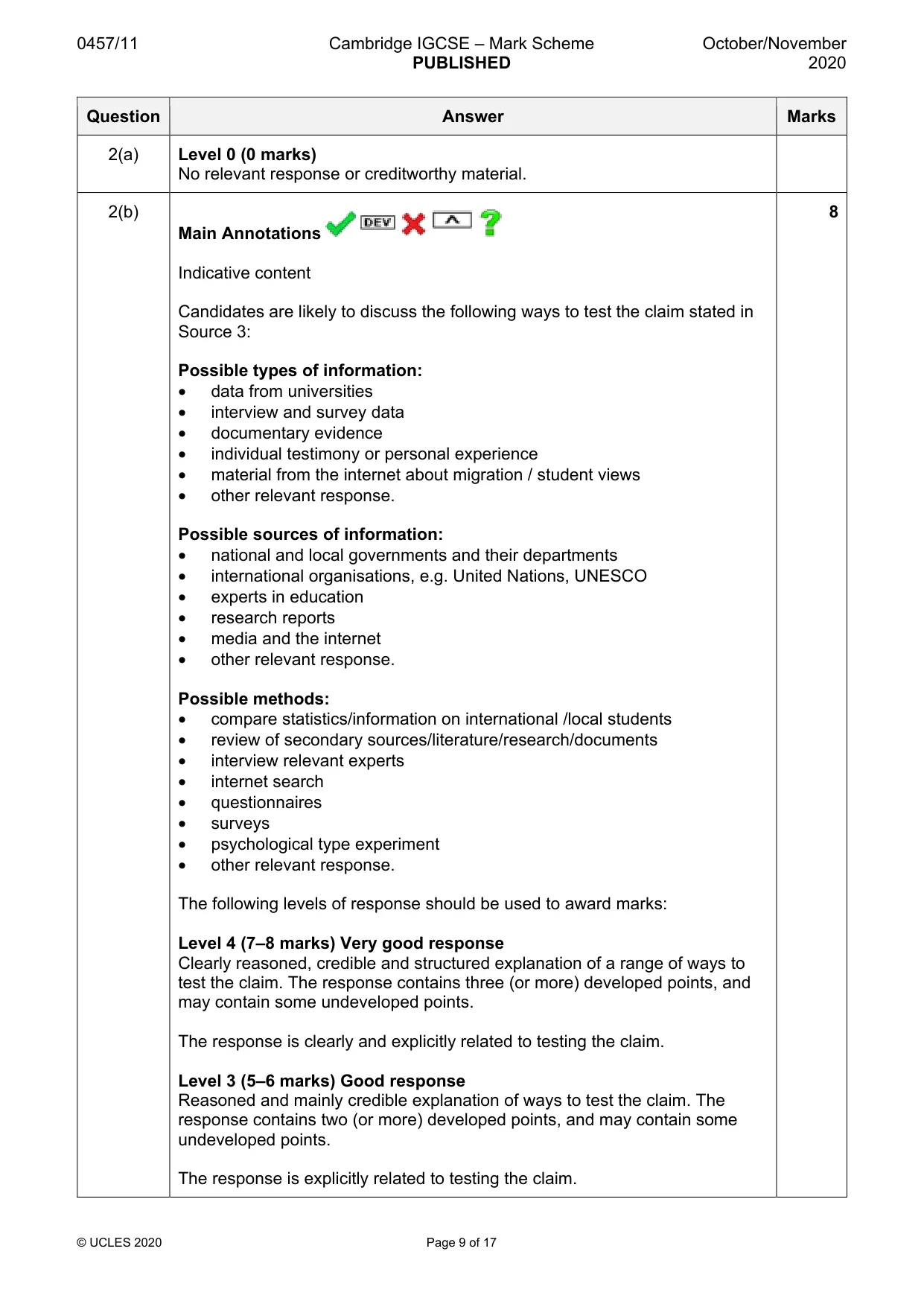 Mark scheme, page 9 of 17