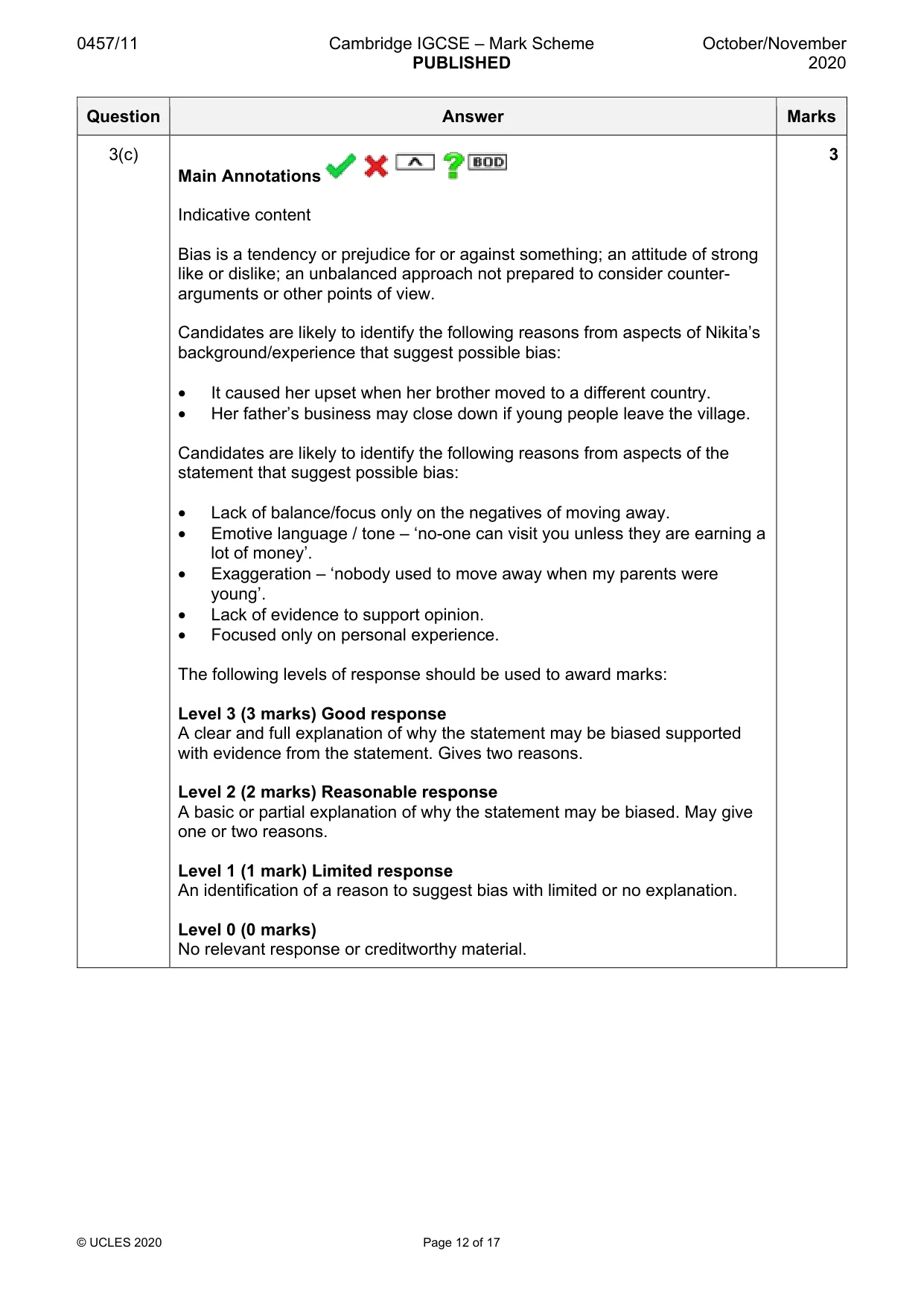 Mark scheme, page 12 of 17