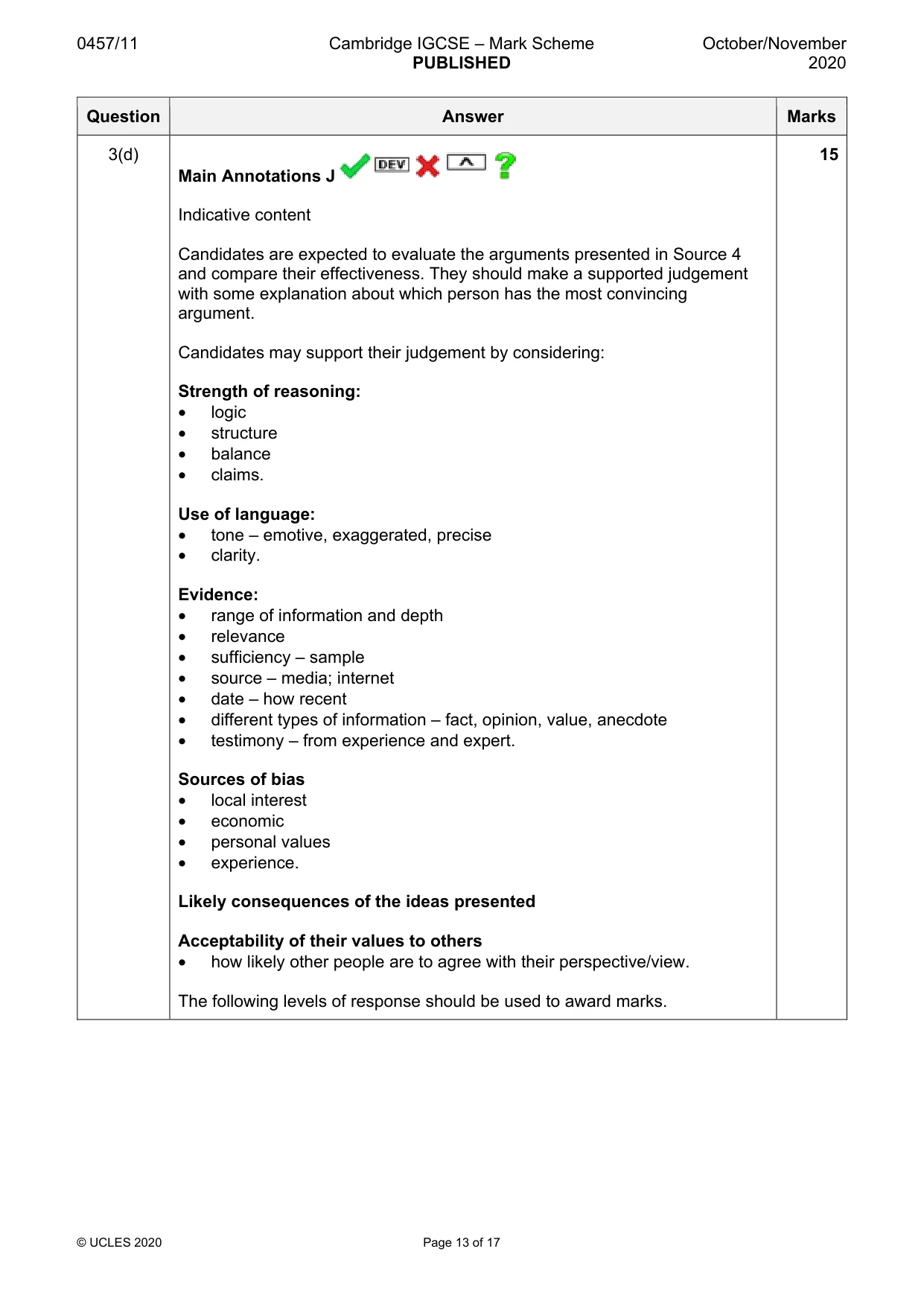 Mark scheme, page 13 of 17