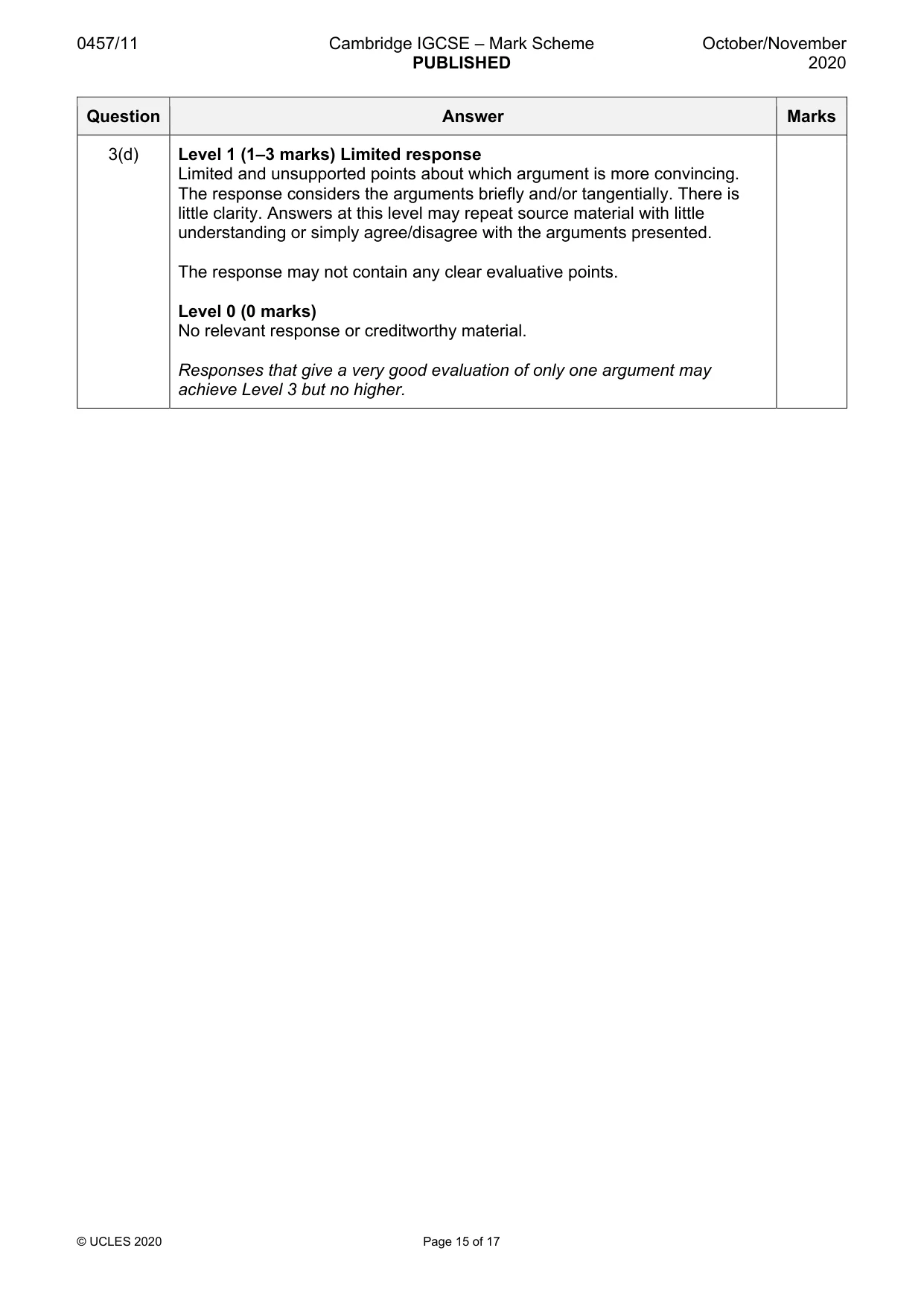 Mark scheme, page 15 of 17