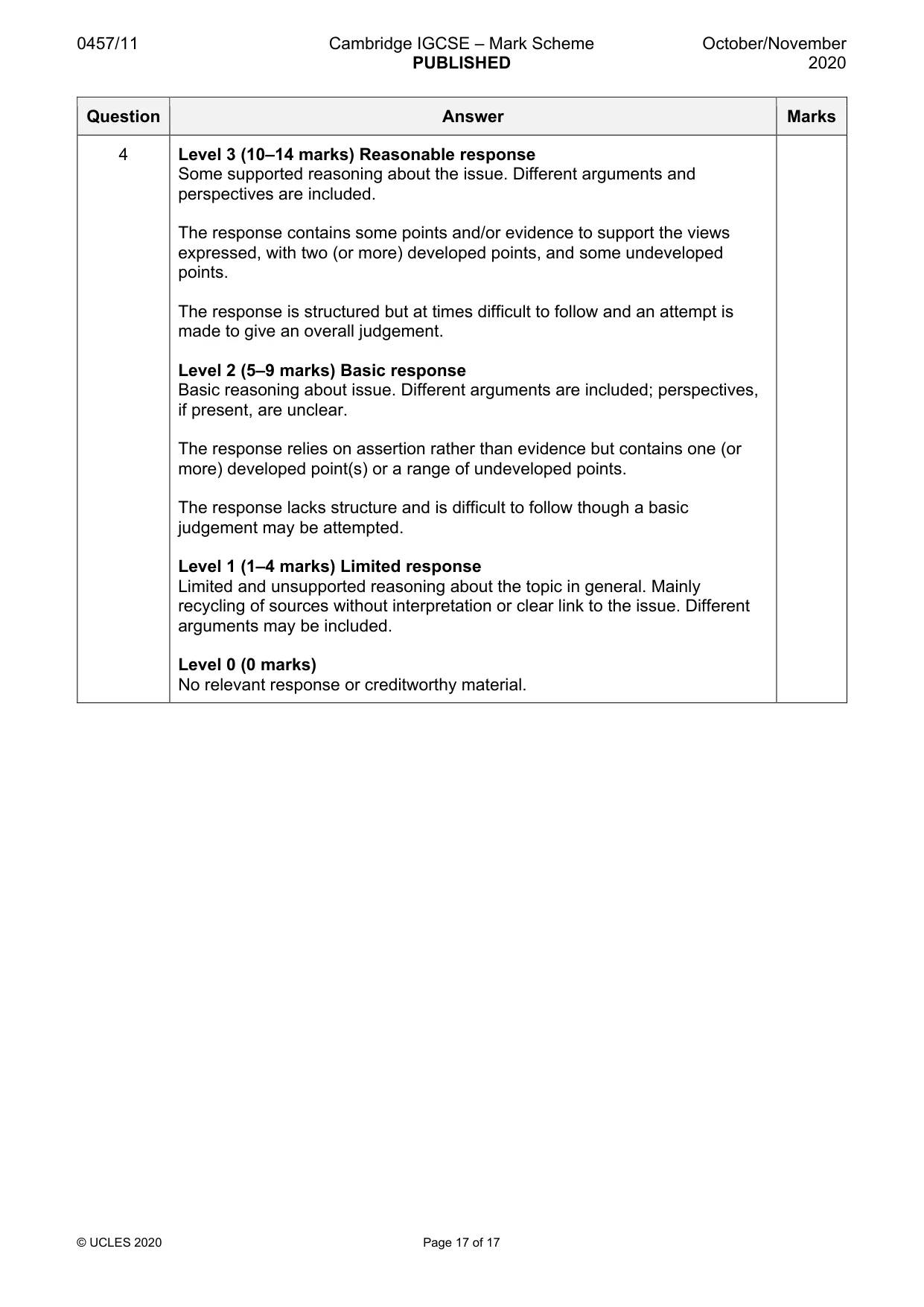 Mark scheme, page 17 of 17
