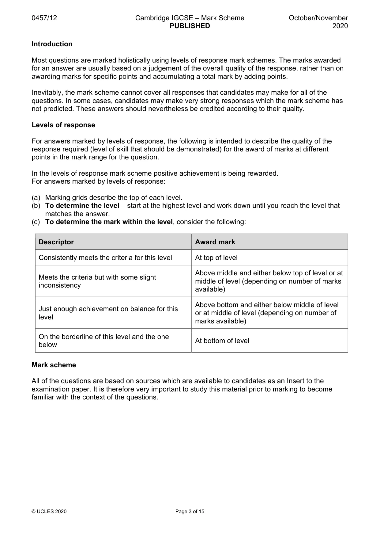 Mark scheme, page 3 of 15
