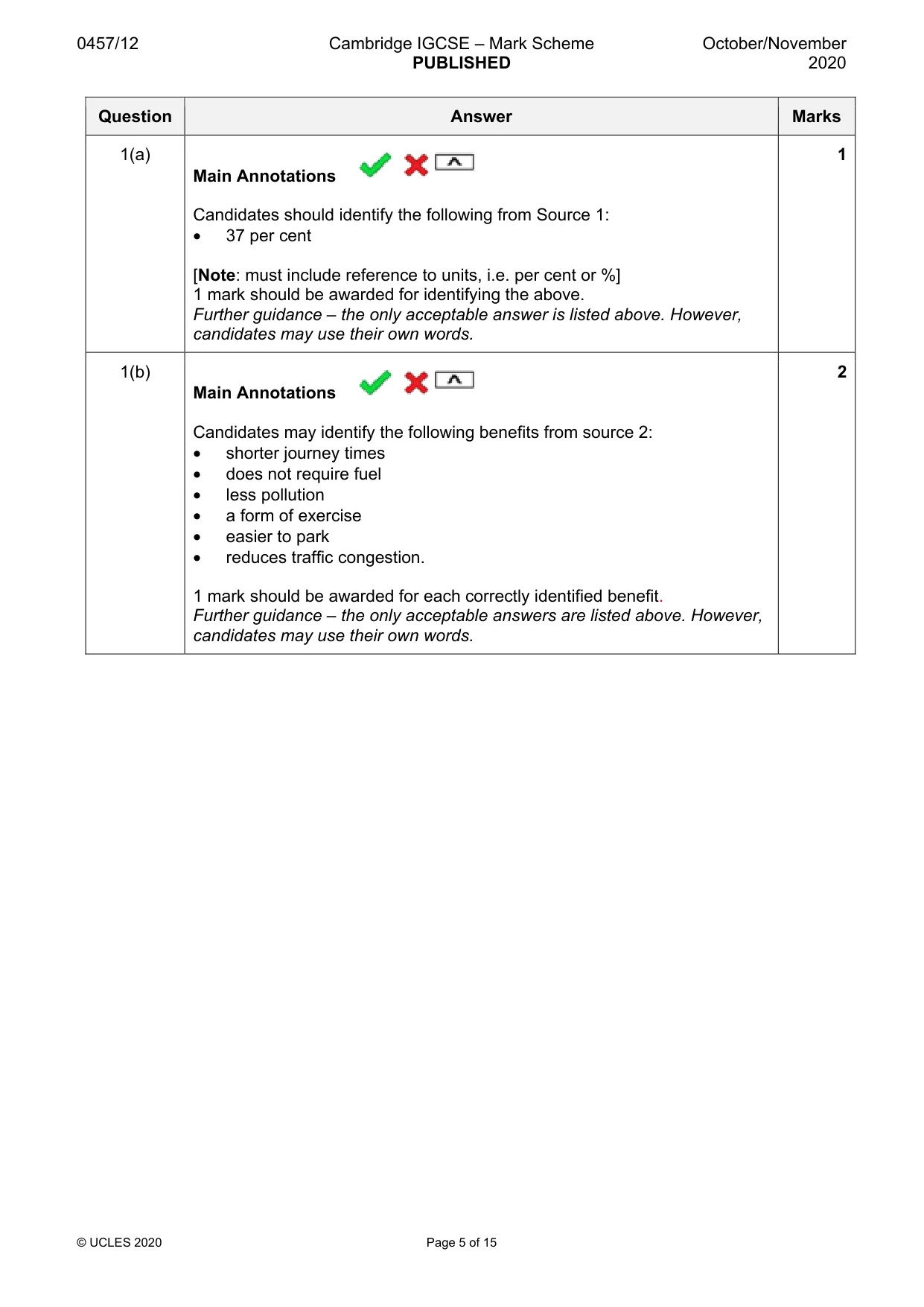 Mark scheme, page 5 of 15