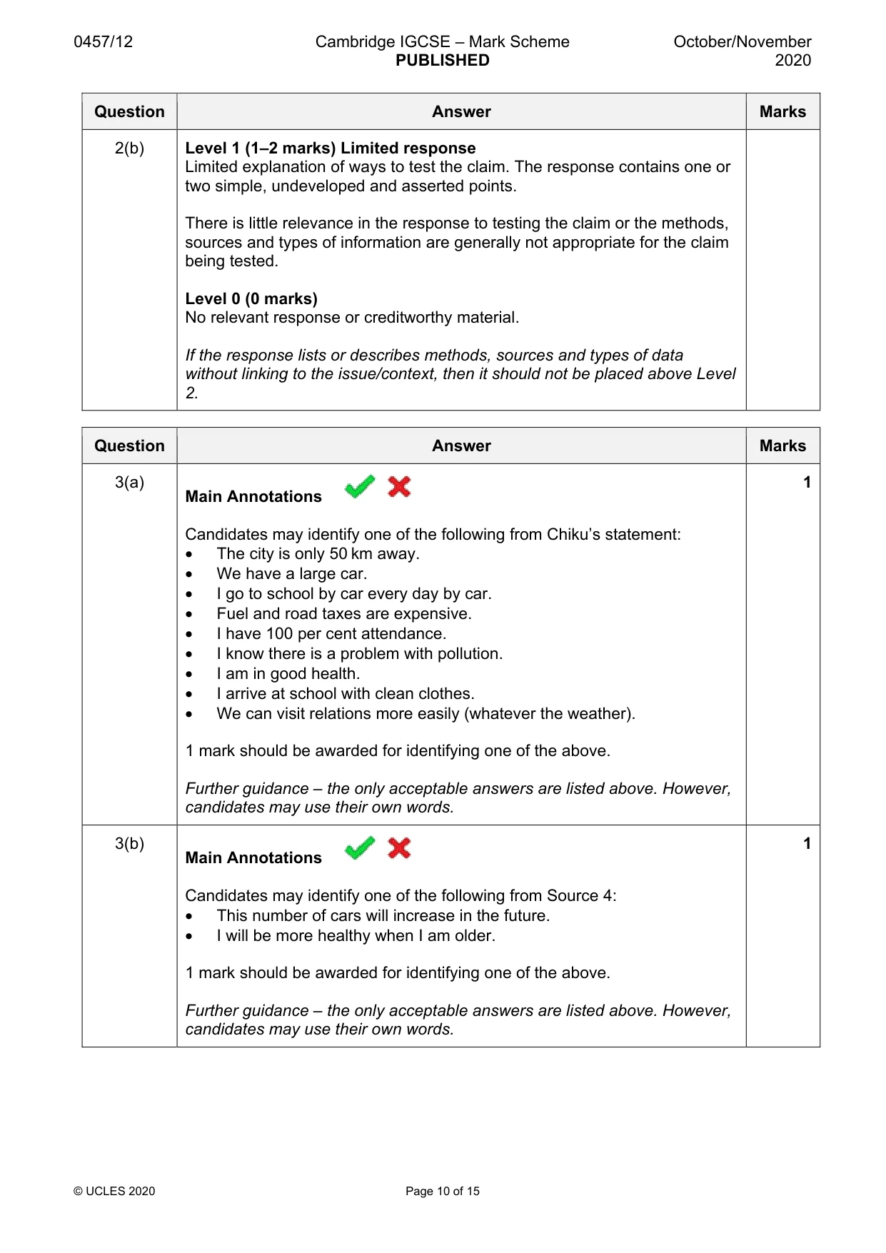 Mark scheme, page 10 of 15