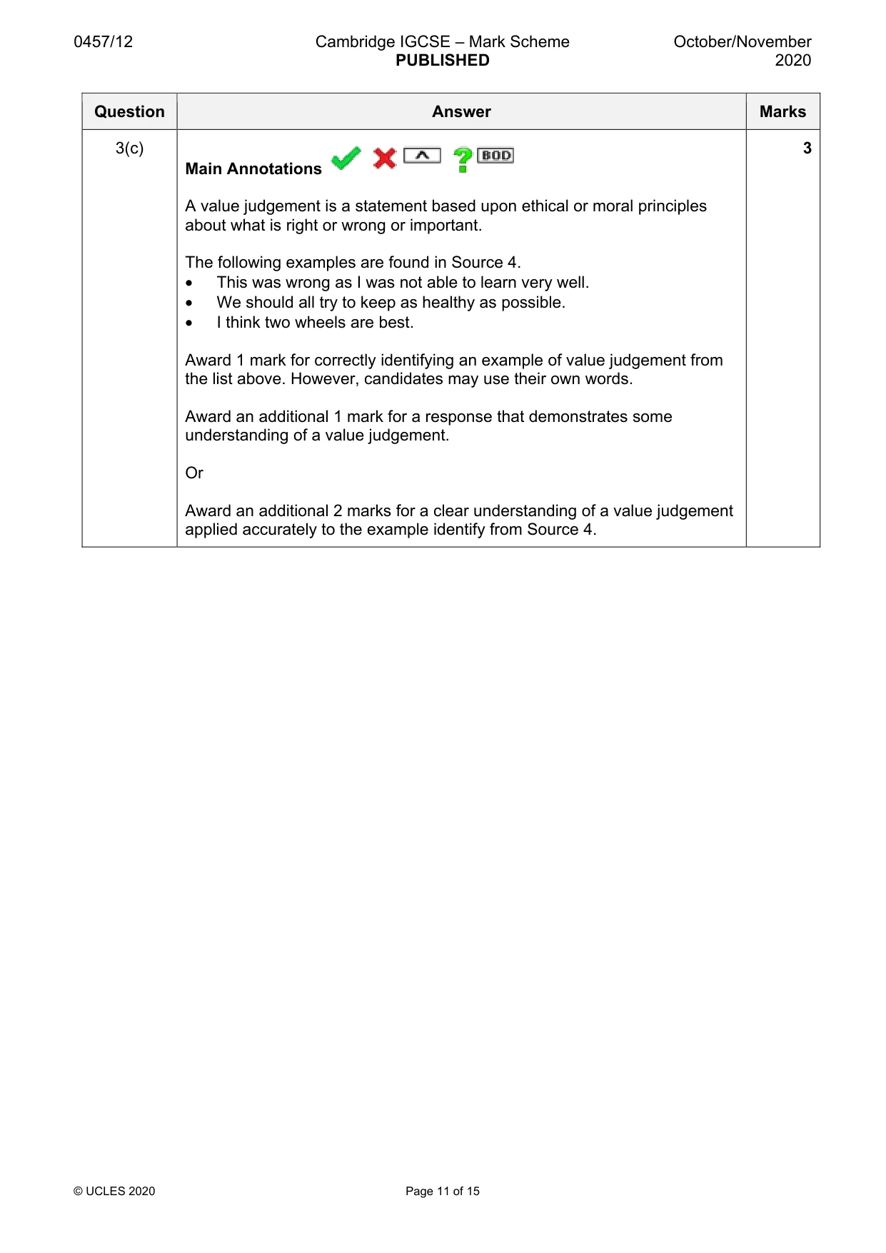 Mark scheme, page 11 of 15