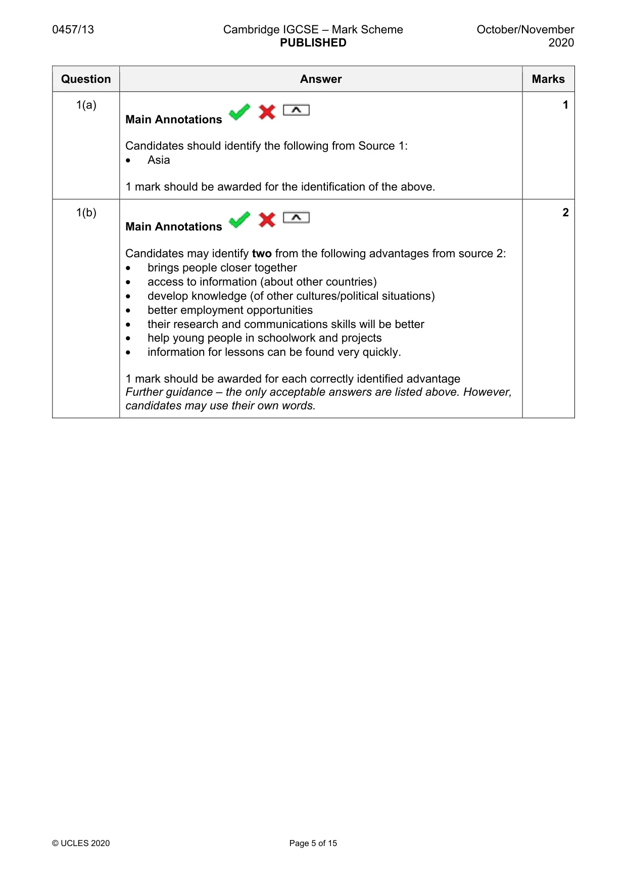 Mark scheme, page 5 of 15
