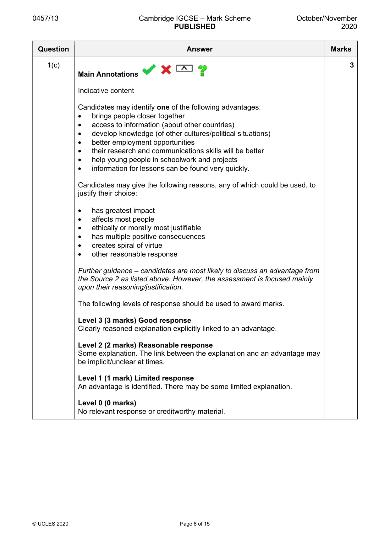 Mark scheme, page 6 of 15