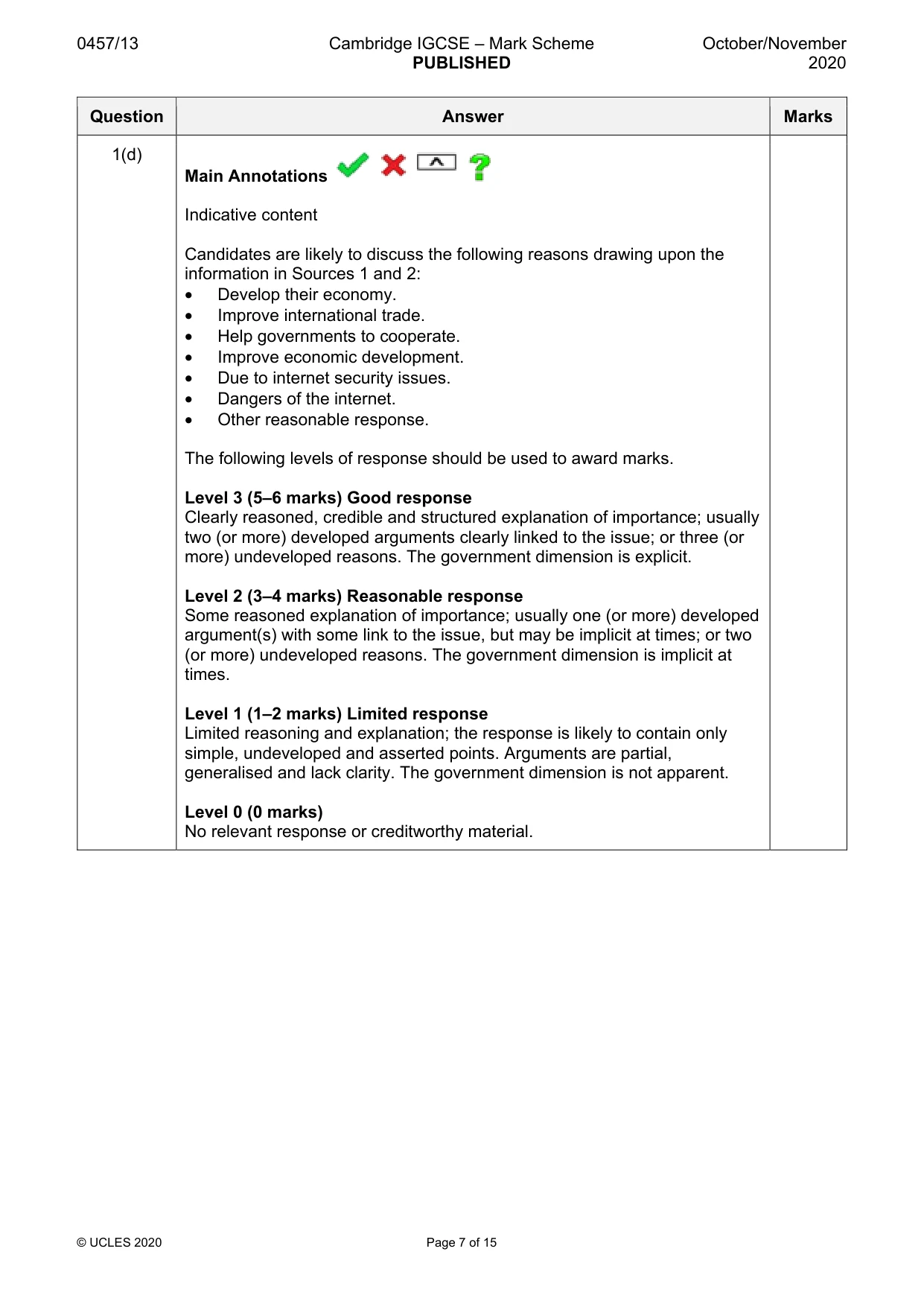 Mark scheme, page 7 of 15