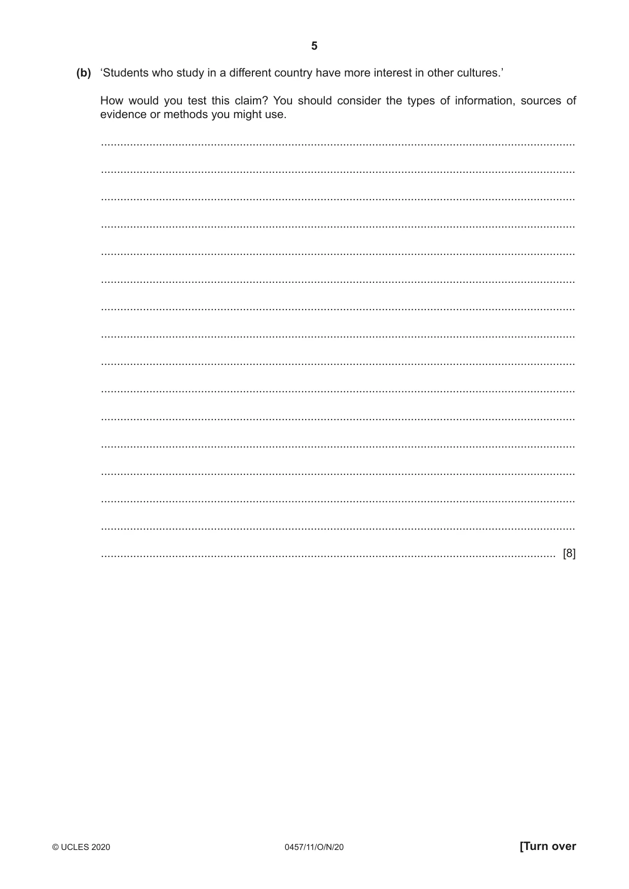 Cambridge IGCSE Global Perspectives 0457 2020 Oct/Nov Paper 1 · Variant 1 question paper, page 5 of 12