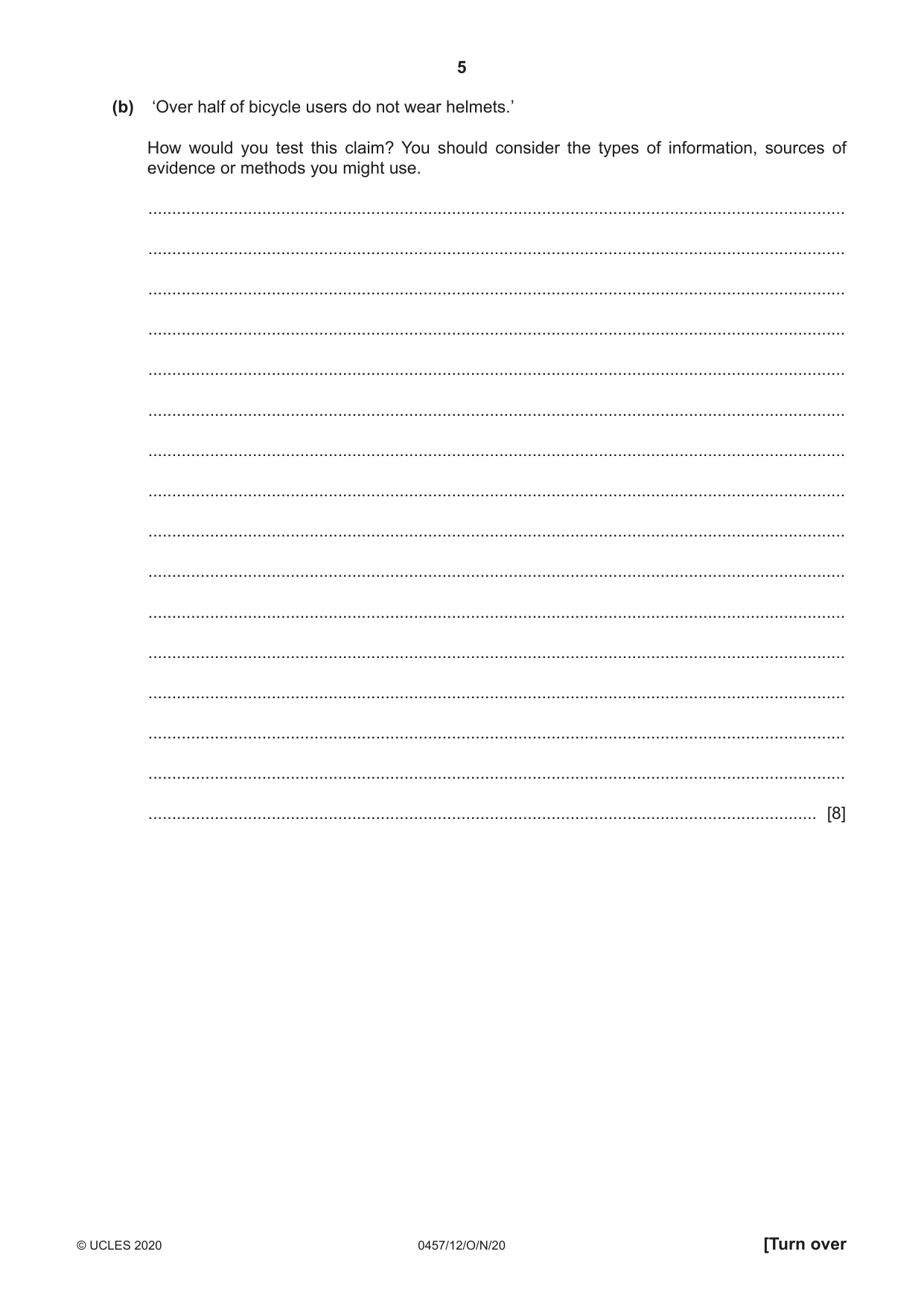 Cambridge IGCSE Global Perspectives 0457 2020 Oct/Nov Paper 1 · Variant 2 question paper, page 5 of 12