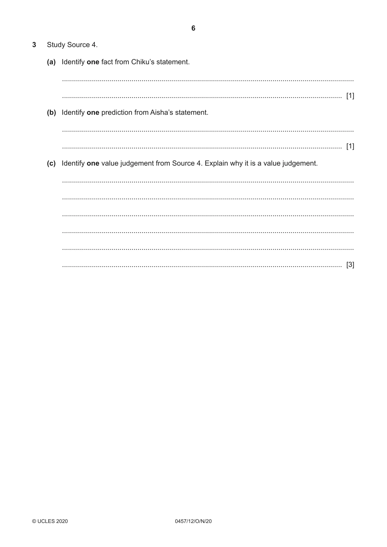 Cambridge IGCSE Global Perspectives 0457 2020 Oct/Nov Paper 1 · Variant 2 question paper, page 6 of 12
