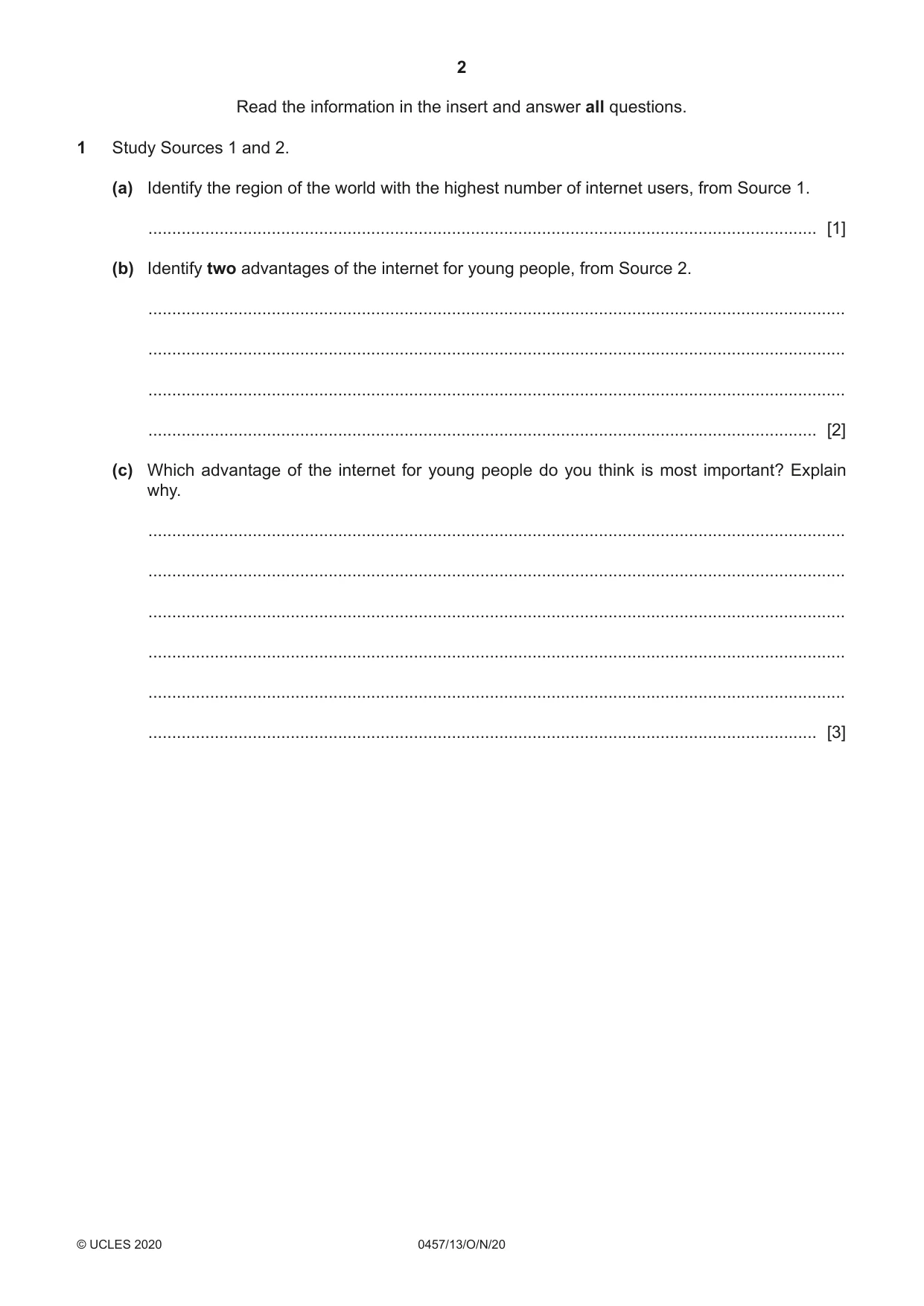 Cambridge IGCSE Global Perspectives 0457 2020 Oct/Nov Paper 1 · Variant 3 question paper, page 2 of 12