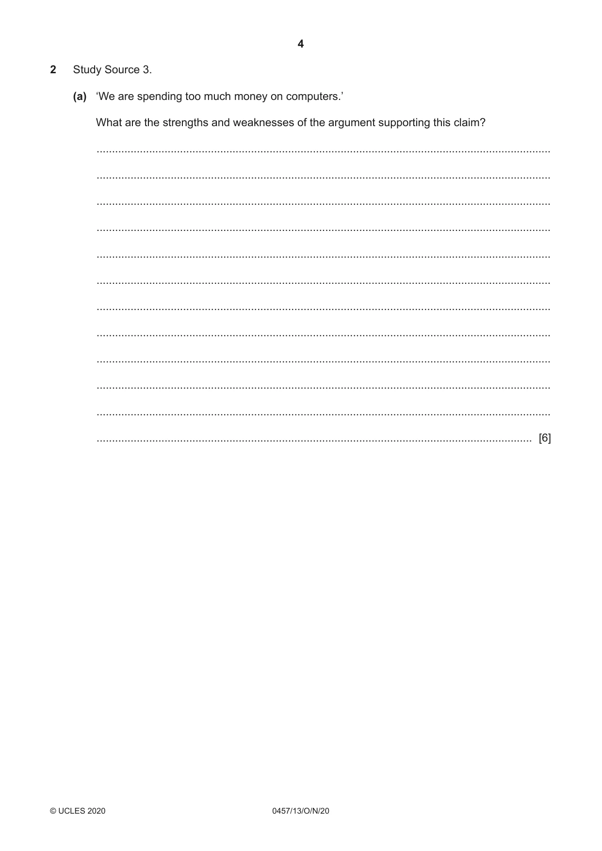 Cambridge IGCSE Global Perspectives 0457 2020 Oct/Nov Paper 1 · Variant 3 question paper, page 4 of 12