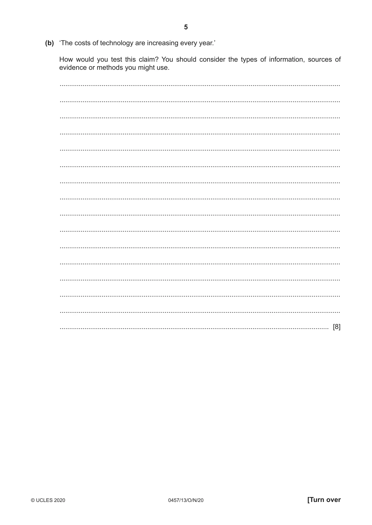 Cambridge IGCSE Global Perspectives 0457 2020 Oct/Nov Paper 1 · Variant 3 question paper, page 5 of 12