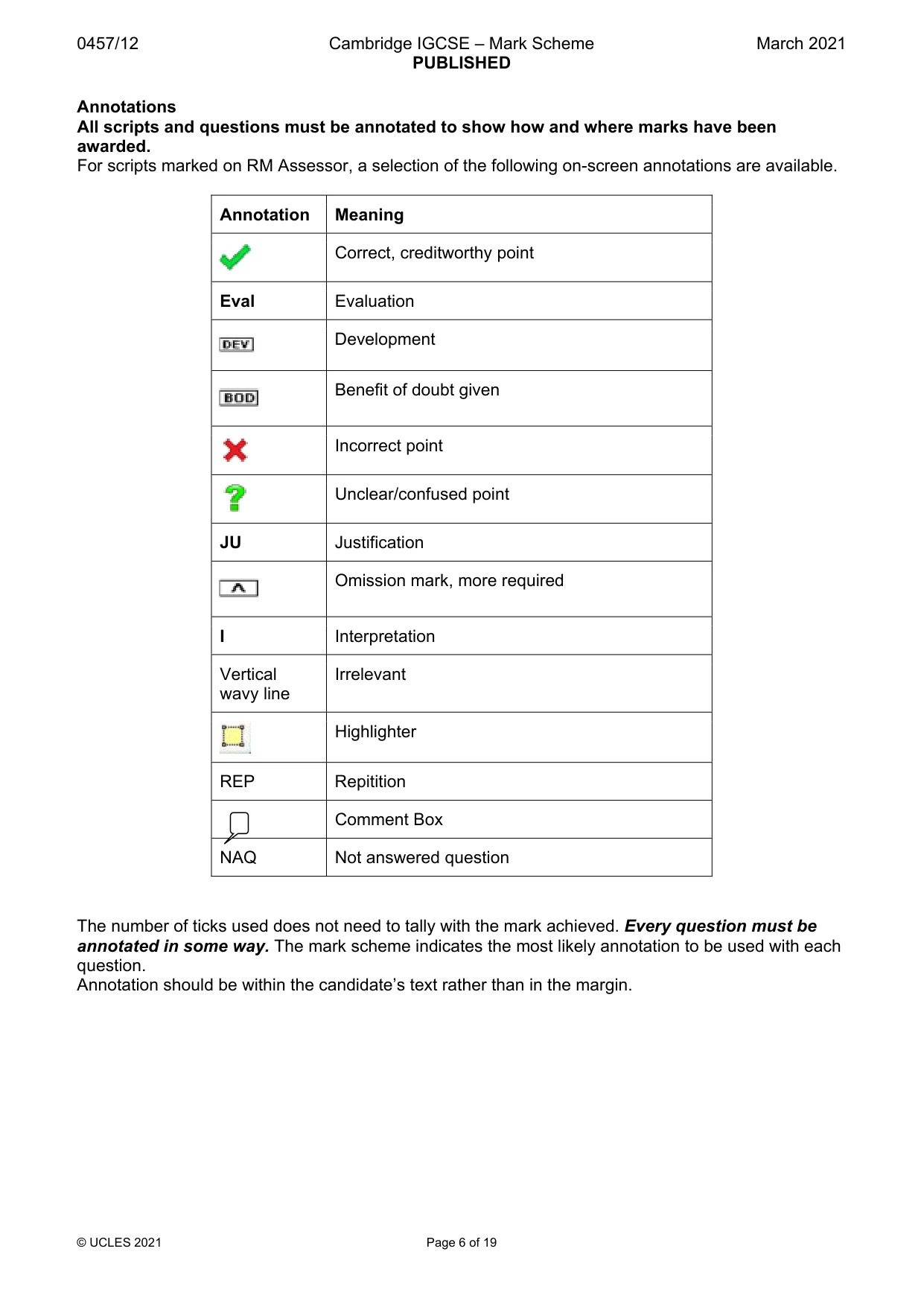 Mark scheme, page 6 of 19