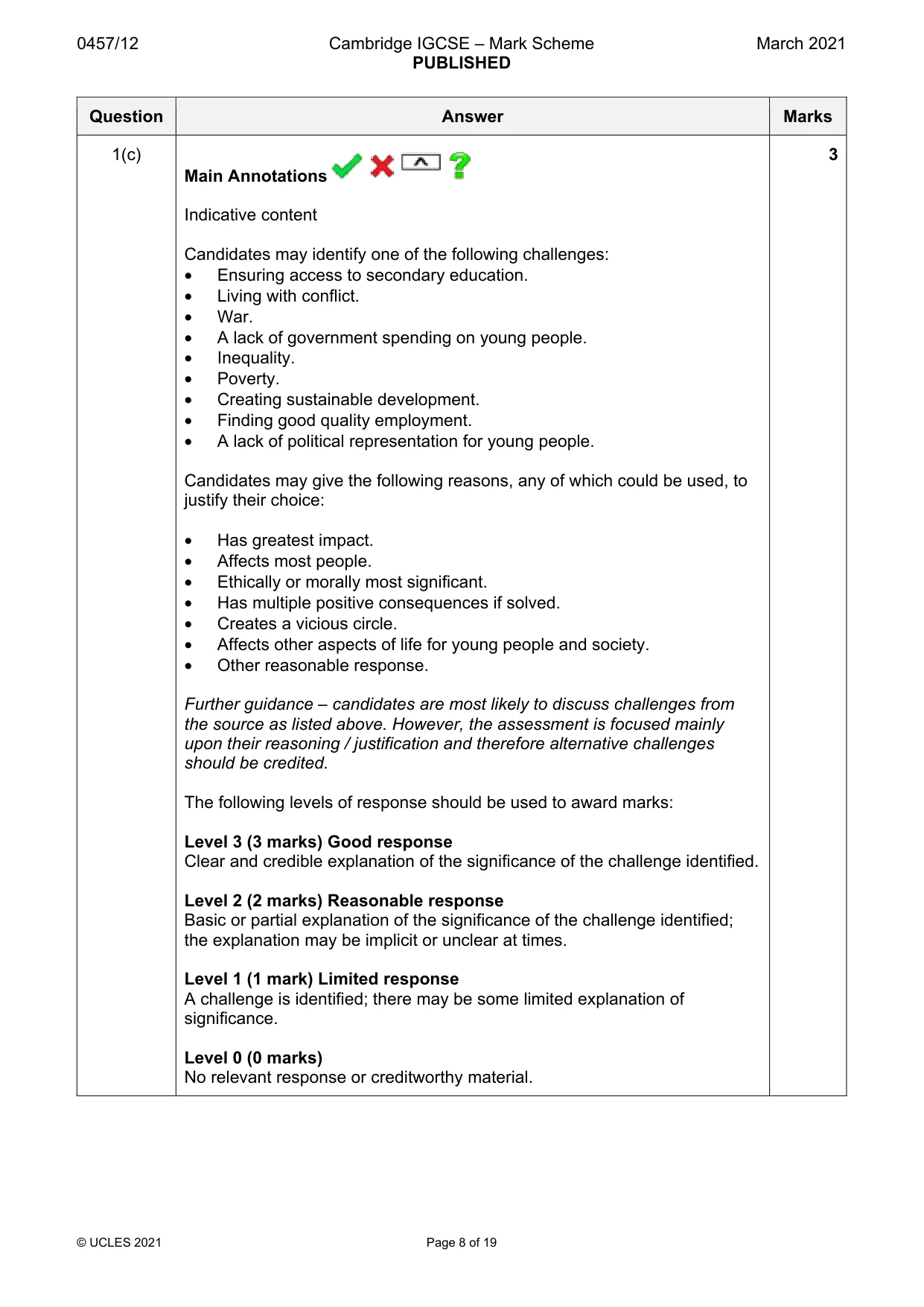 Mark scheme, page 8 of 19