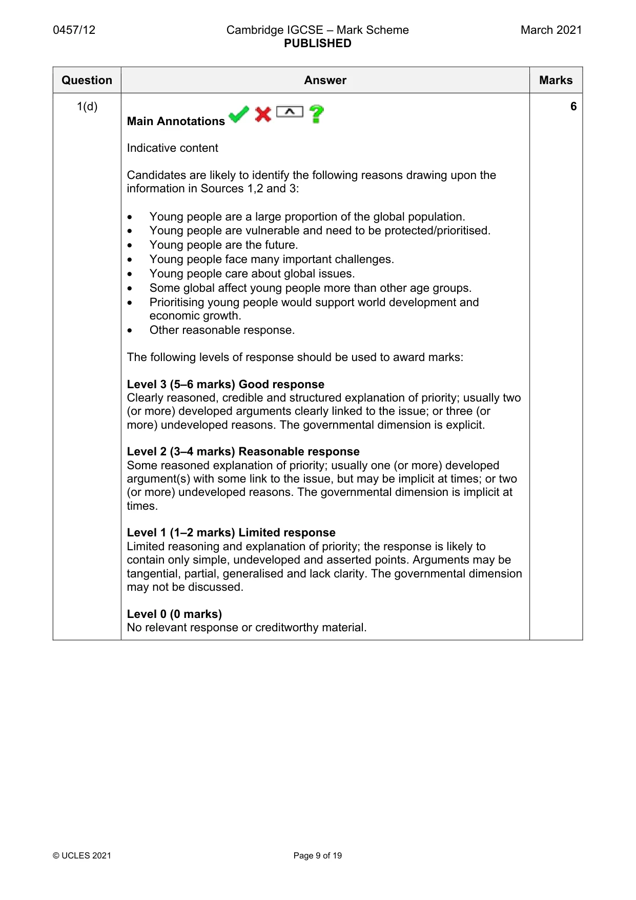 Mark scheme, page 9 of 19